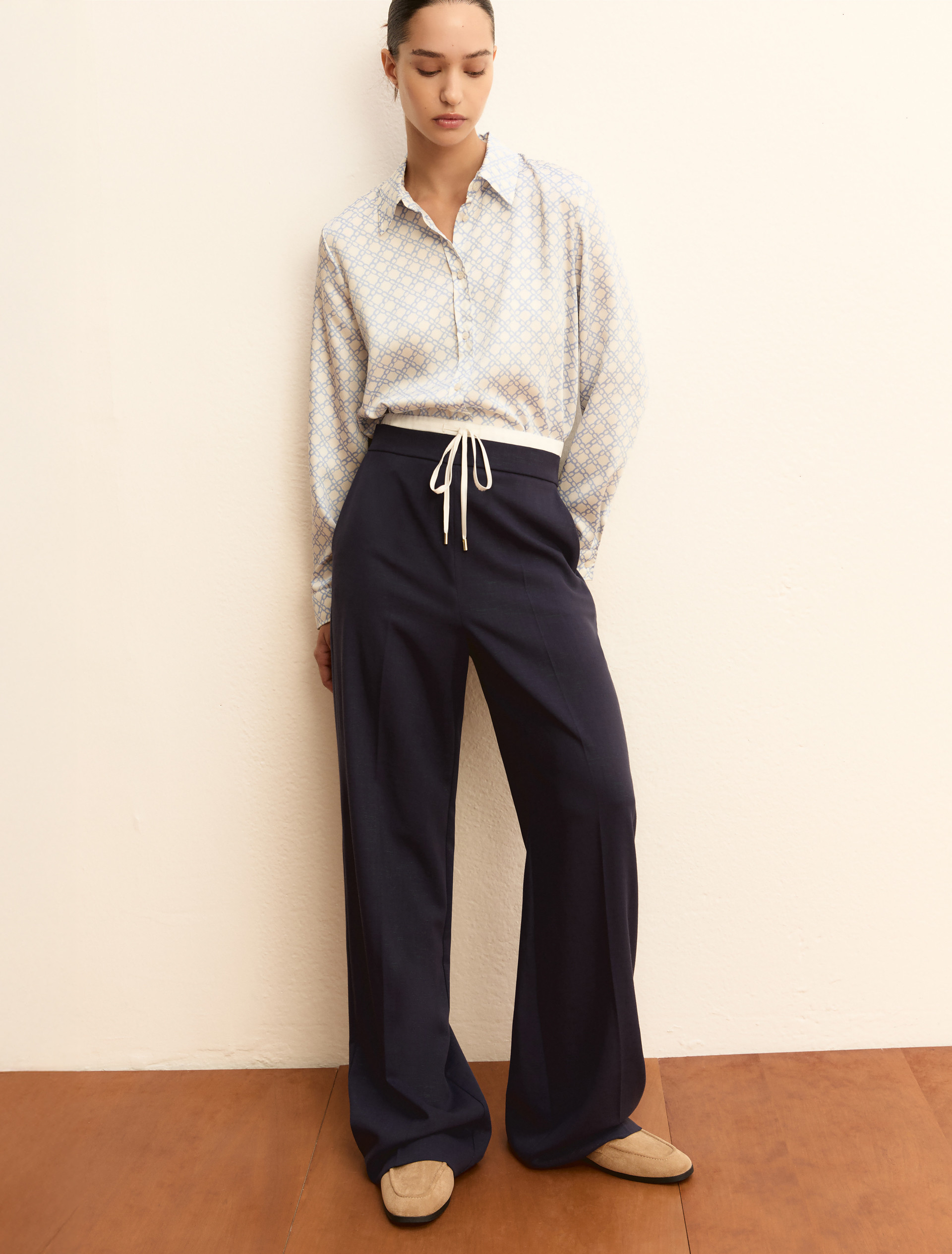 Drawstring trousers - NAVY - Emme - 1