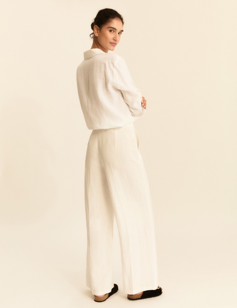 Flowing viscose and linen trousers - Emme - 3