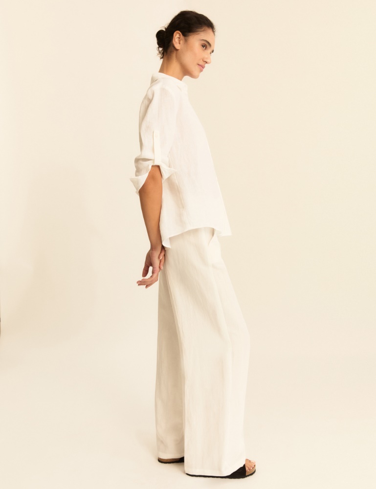 Flowing viscose and linen trousers - Emme - 7