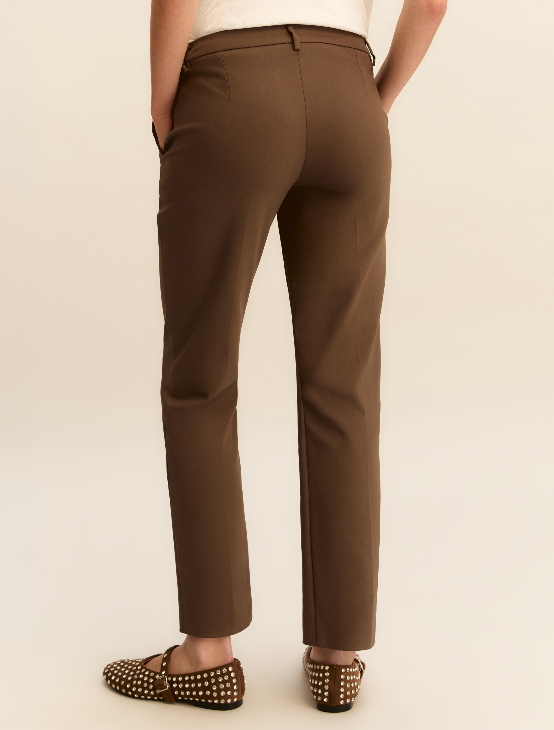 Slim-fit stretch cotton trousers - KAKI - Emme - 3