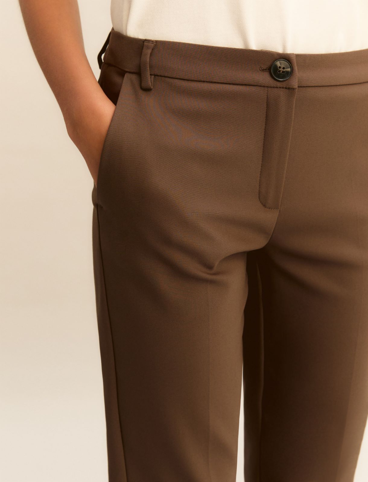 Slim-fit stretch cotton trousers - KAKI - Emme - 5