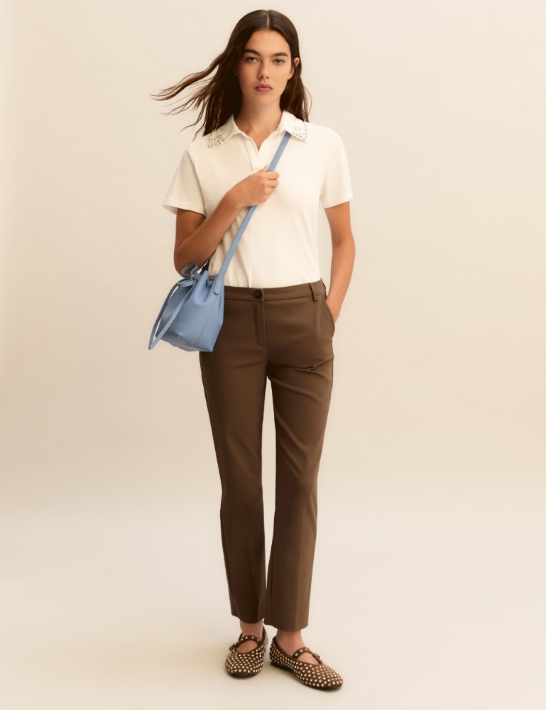 Slim-fit stretch cotton trousers - Emme - 2