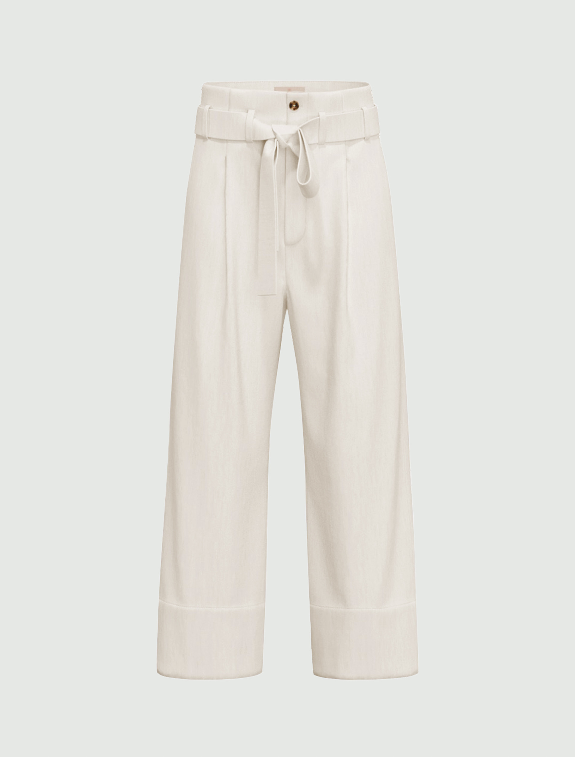 Belted poplin trousers - WHITE - Emme - 4