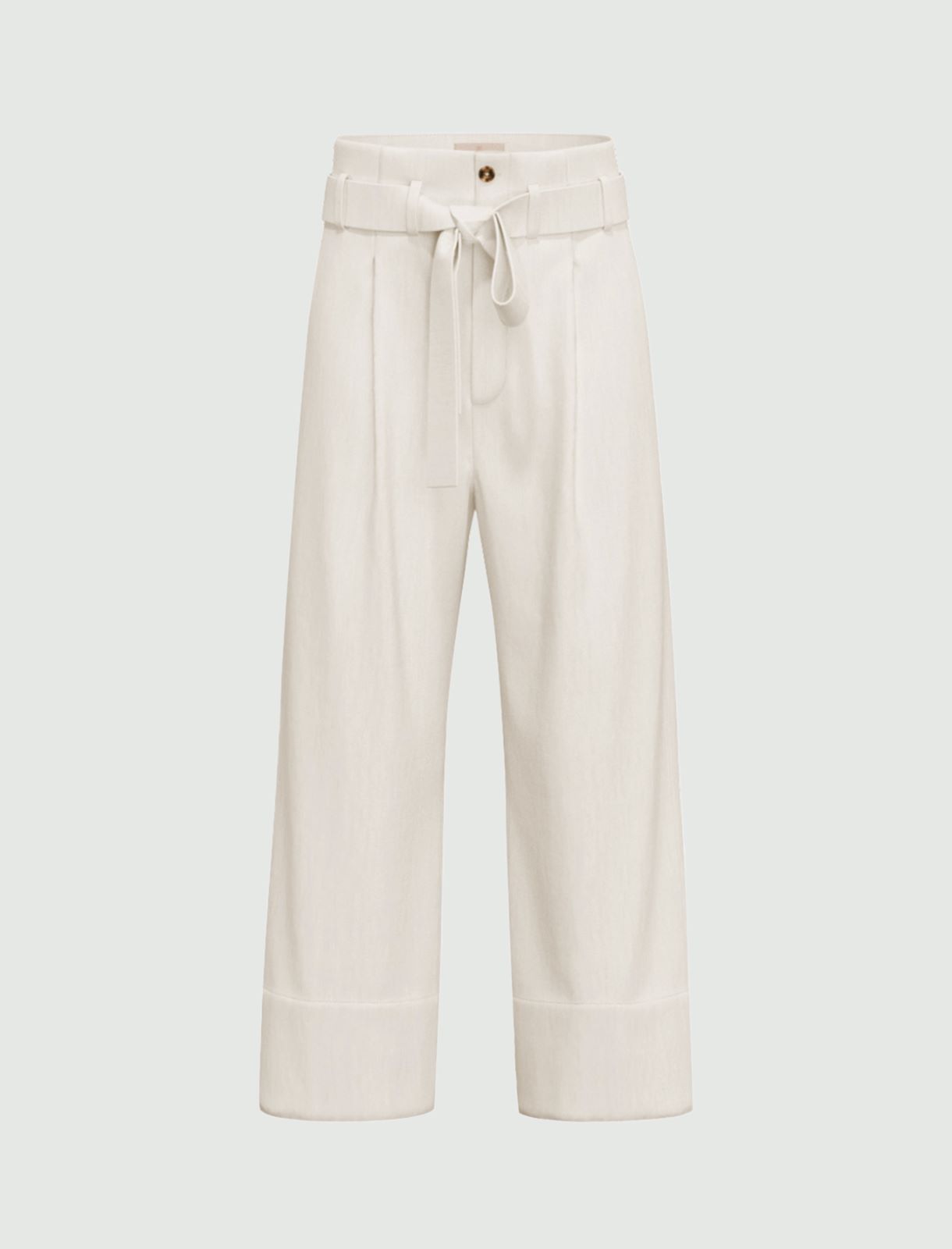 Belted poplin trousers - WHITE - Emme - 4