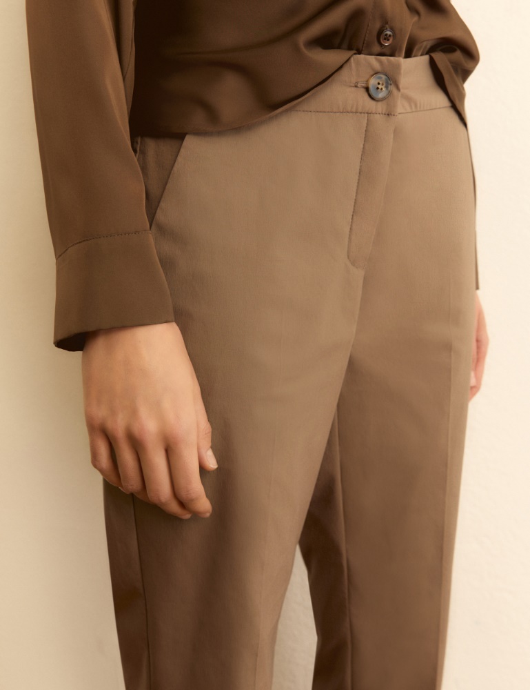 Pantalone dritto in popeline stretch - Emme - 5