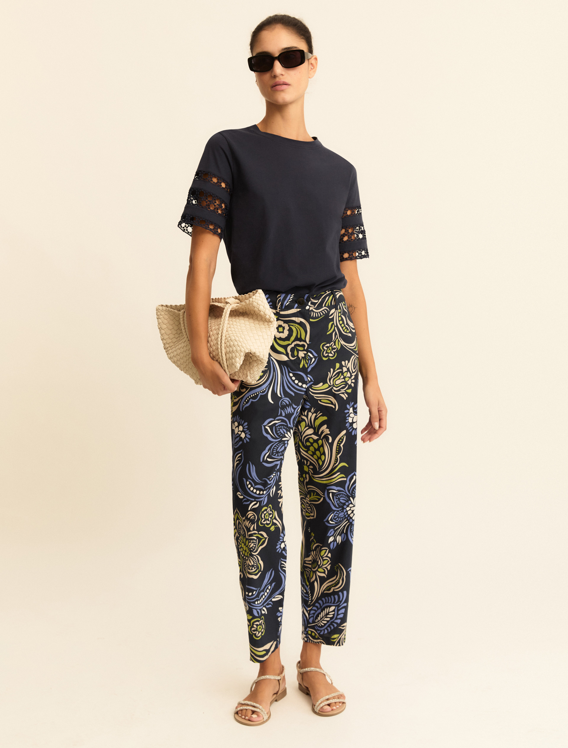 Stretch poplin chino trousers - NAVY - Emme - 4