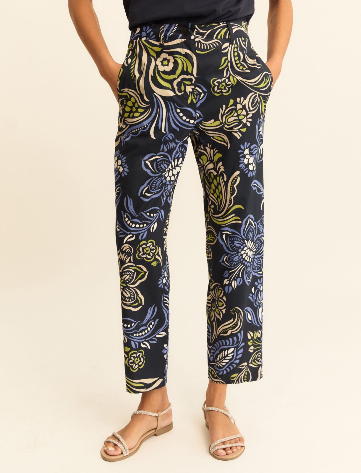 Stretch poplin chino trousers - NAVY - Emme - 5