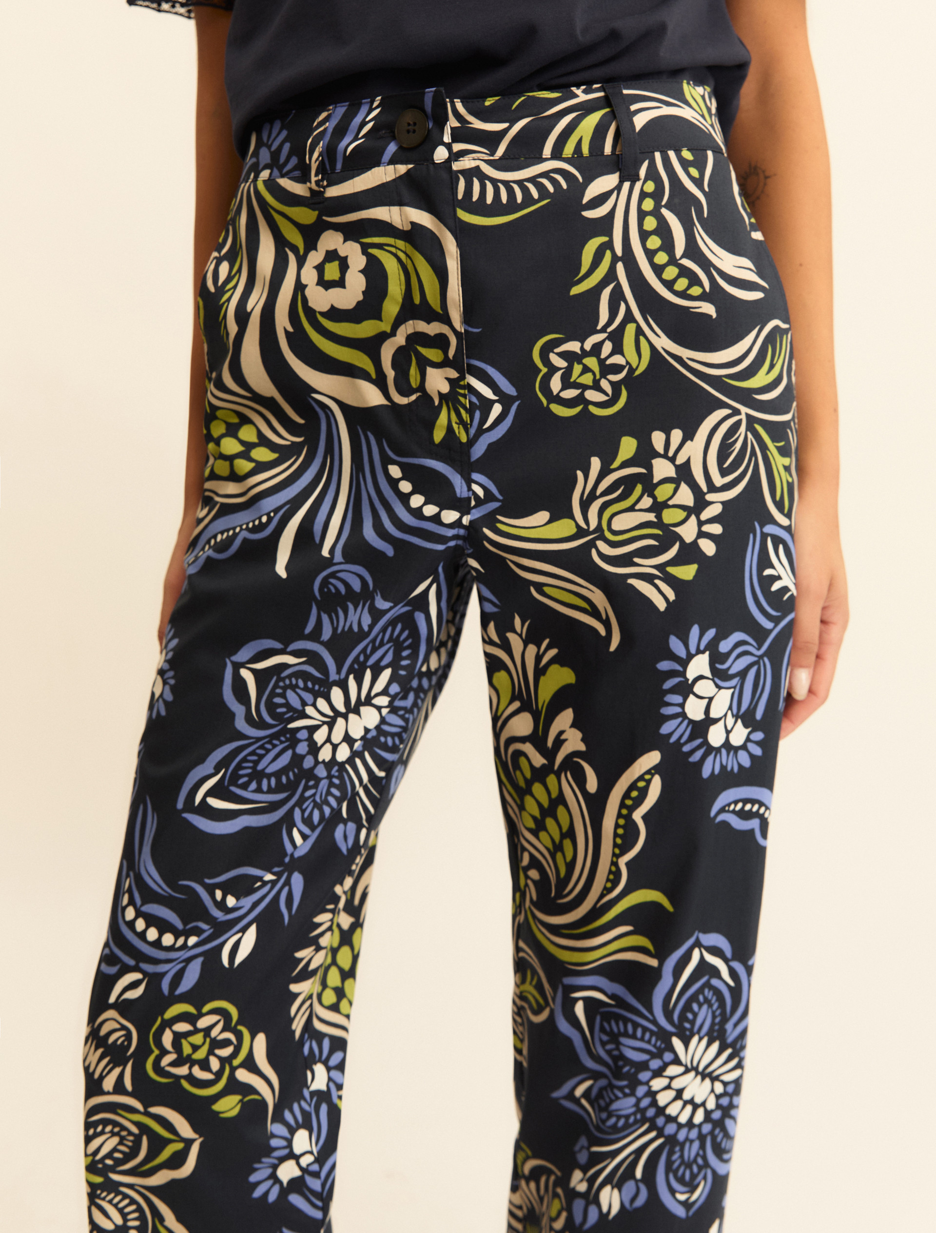 Stretch poplin chino trousers - NAVY - Emme - 6