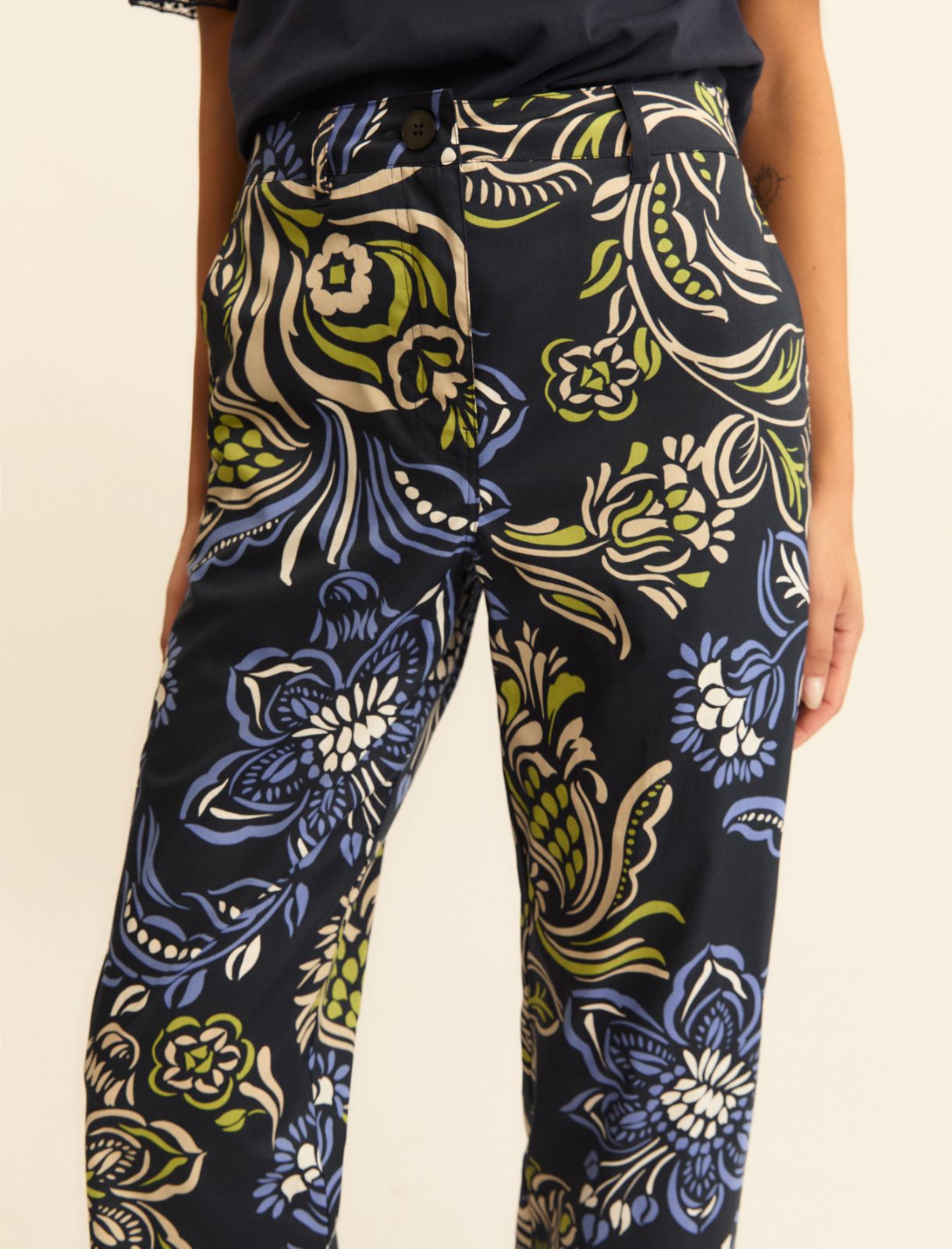 Stretch poplin chino trousers - NAVY - Emme - 6