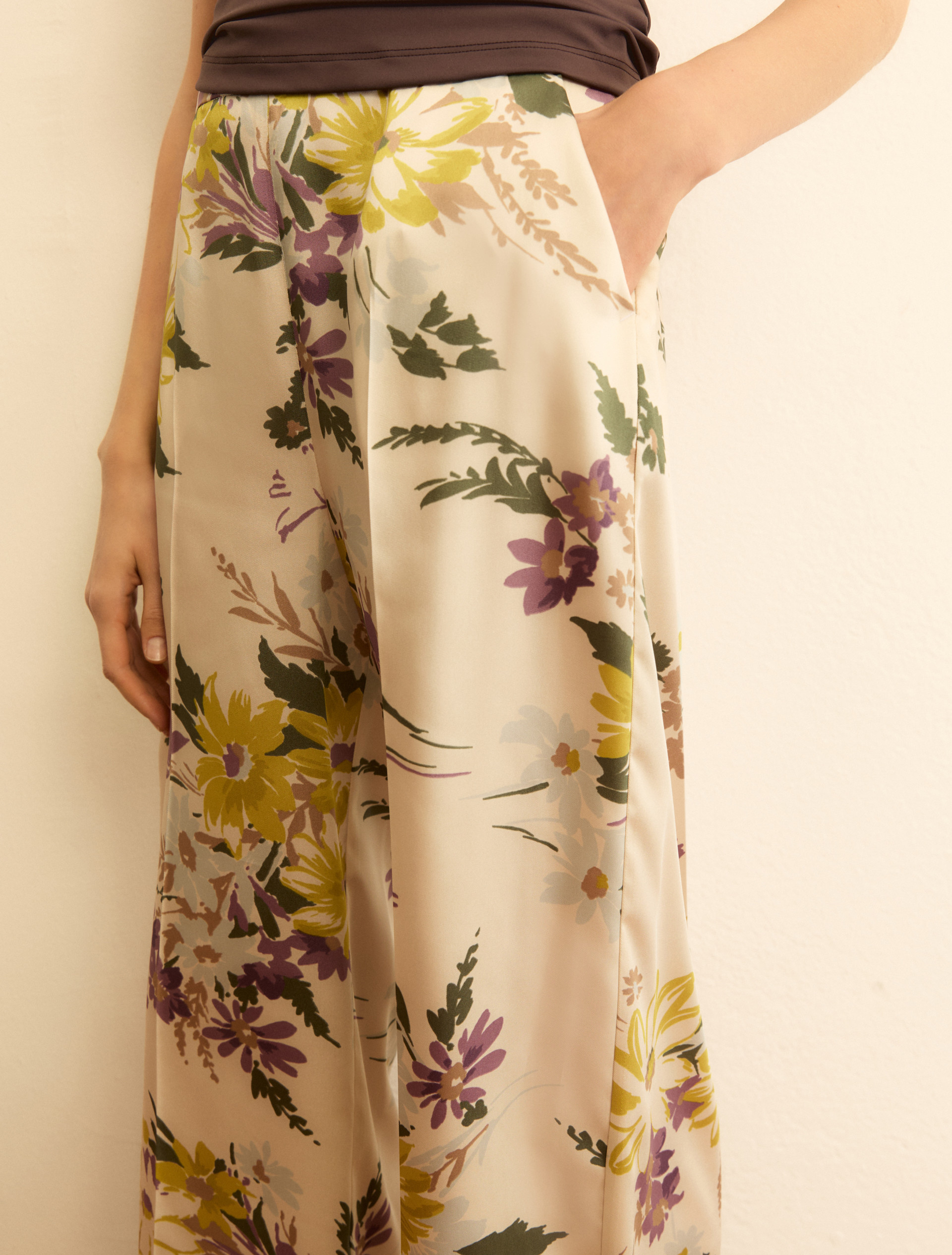 Printed twill trousers - WOOL WHITE - Emme - 5