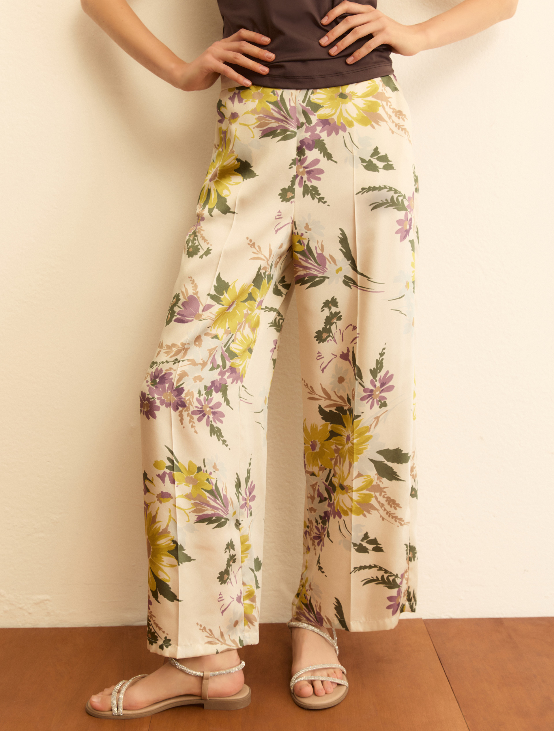 Printed twill trousers - WOOL WHITE - Emme - 6