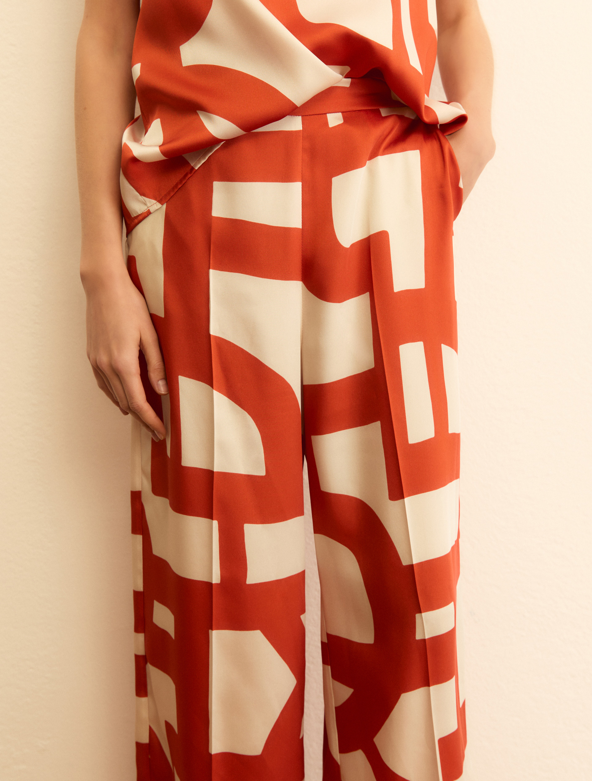 Printed twill trousers - GERANIUM RED - Emme - 6