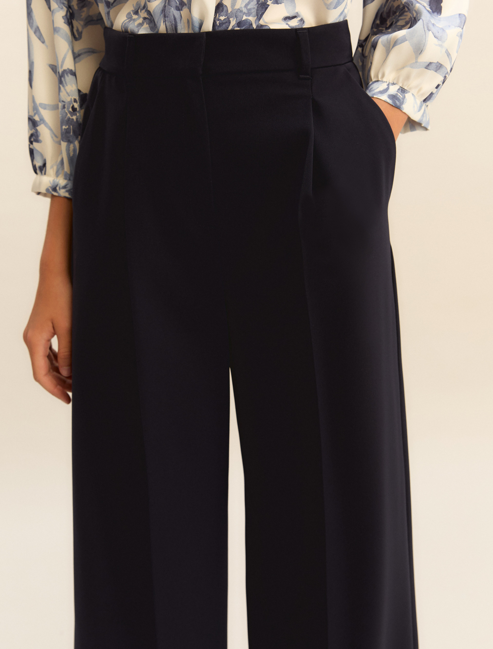 Wide-fit stretch twill trousers - NAVY - Emme - 5