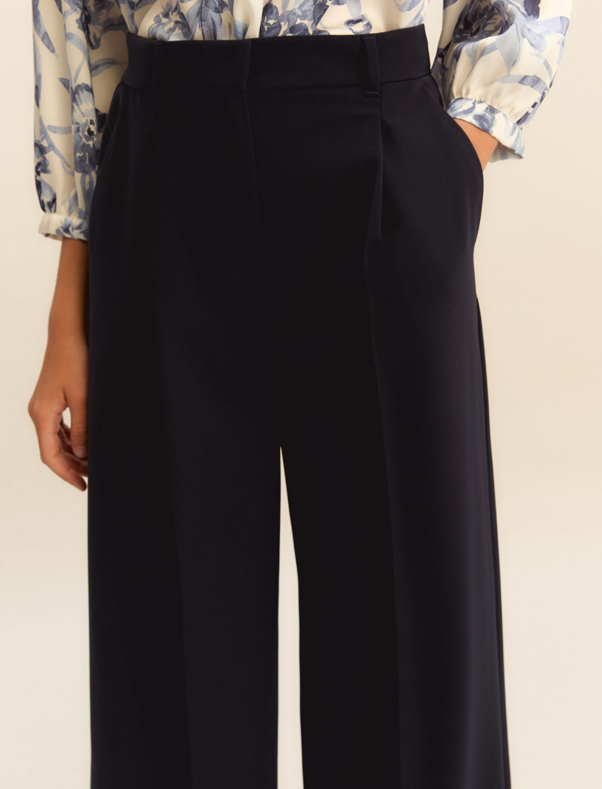 Wide-fit stretch twill trousers - NAVY - Emme - 5