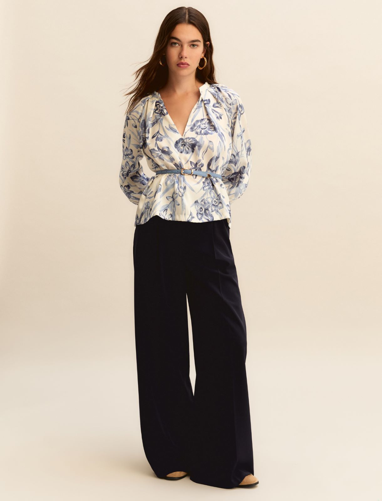 Wide-fit stretch twill trousers - NAVY - Emme - 2