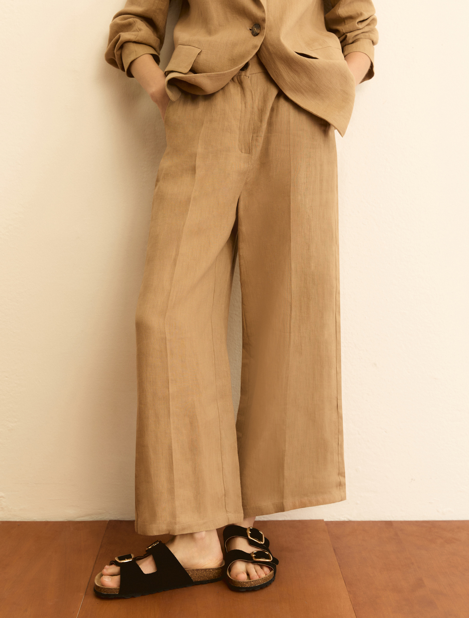 Straight linen trousers - ECRU - Emme - 5