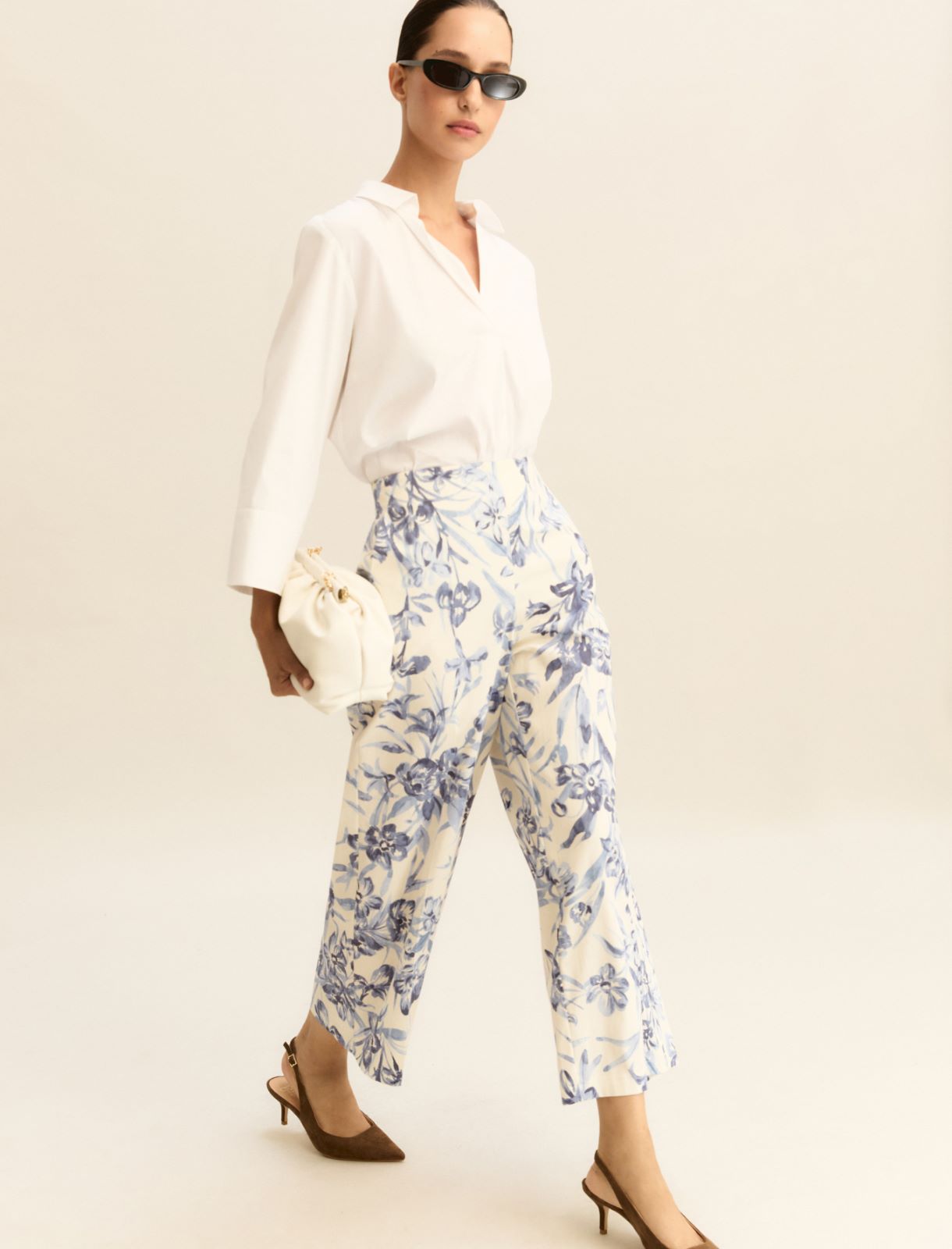 Stretch cotton trousers - LIGHT BLUE - Emme