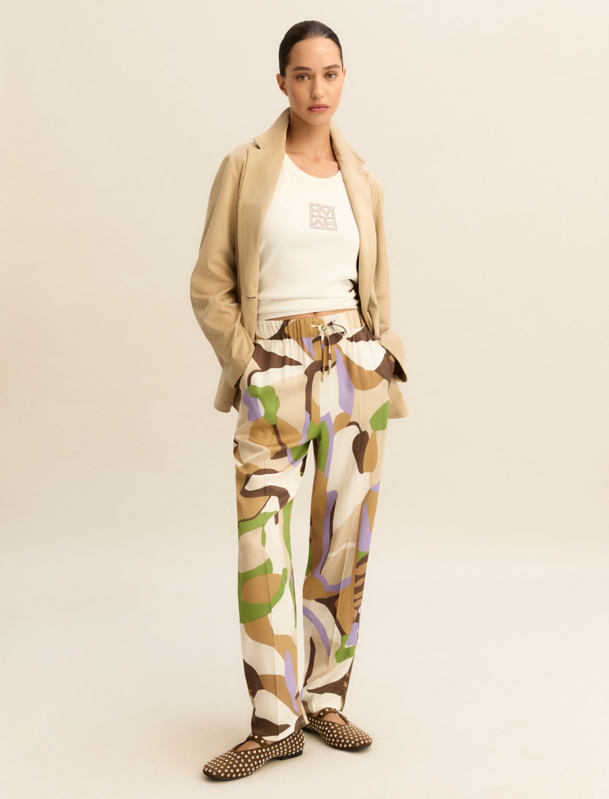 Twill joggers - SAND - Emme - 2