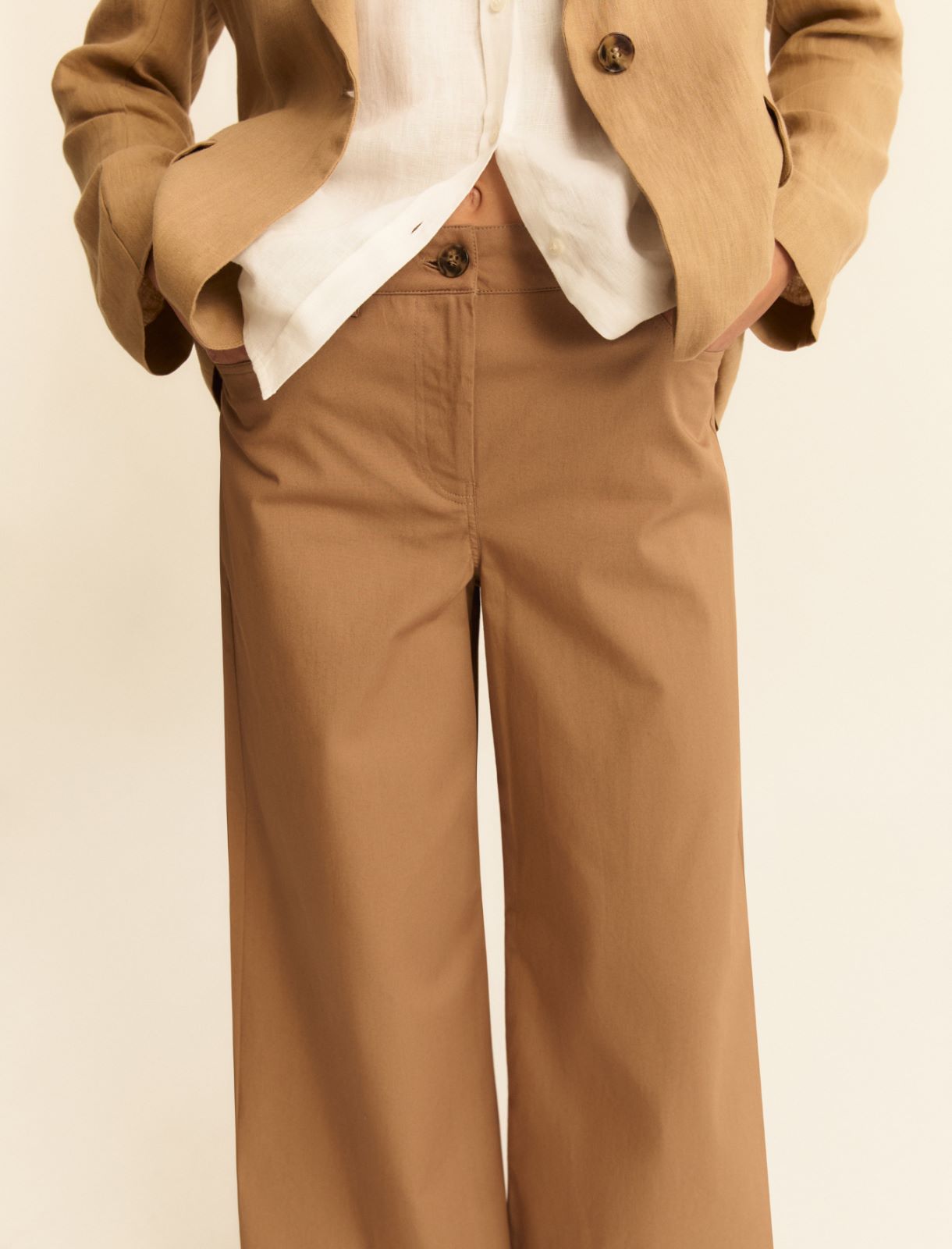 Pantalone wide leg in gabardina stretch - CAMMELLO - Emme - 4