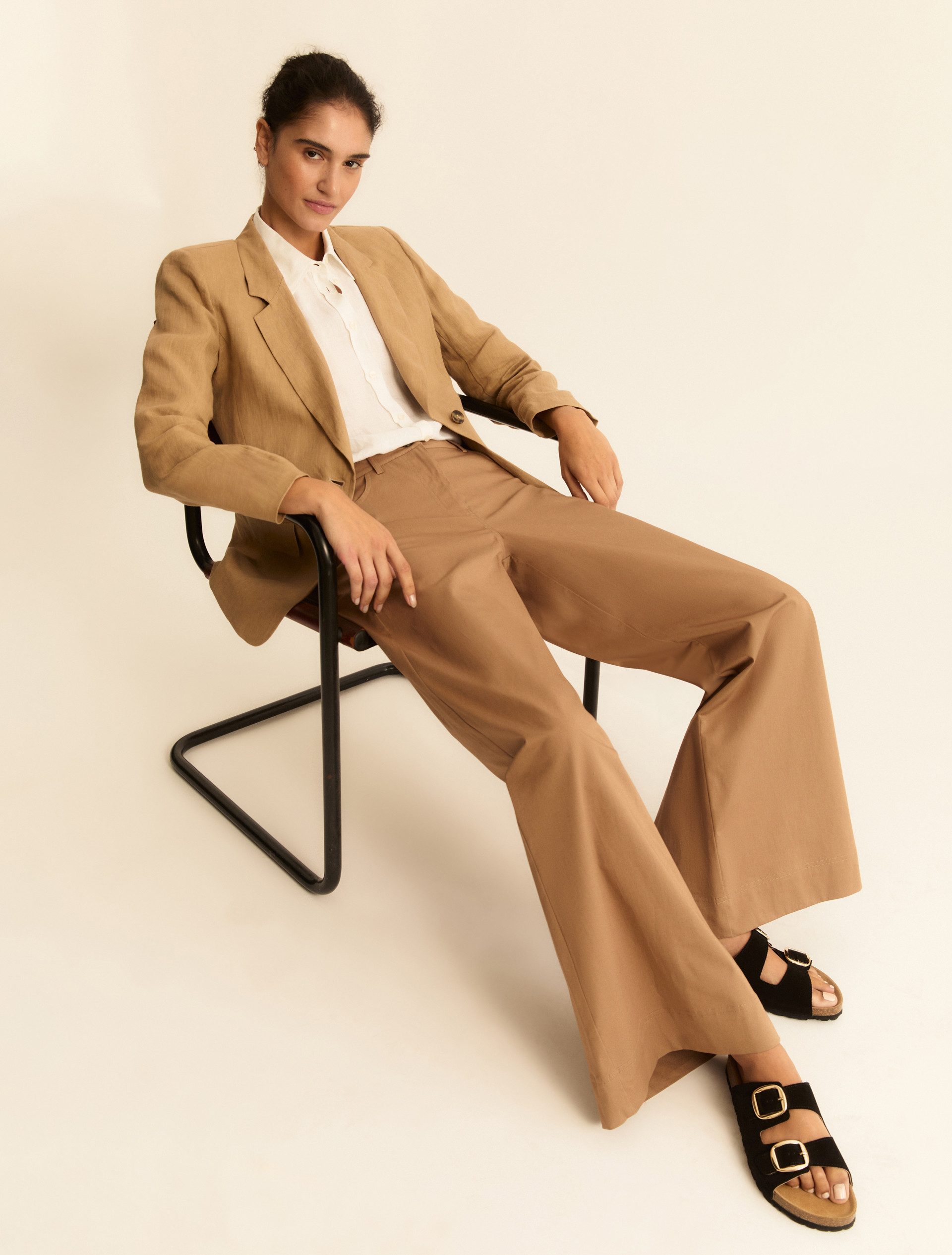 Pantalone wide leg in gabardina stretch - CAMMELLO - Emme - 1