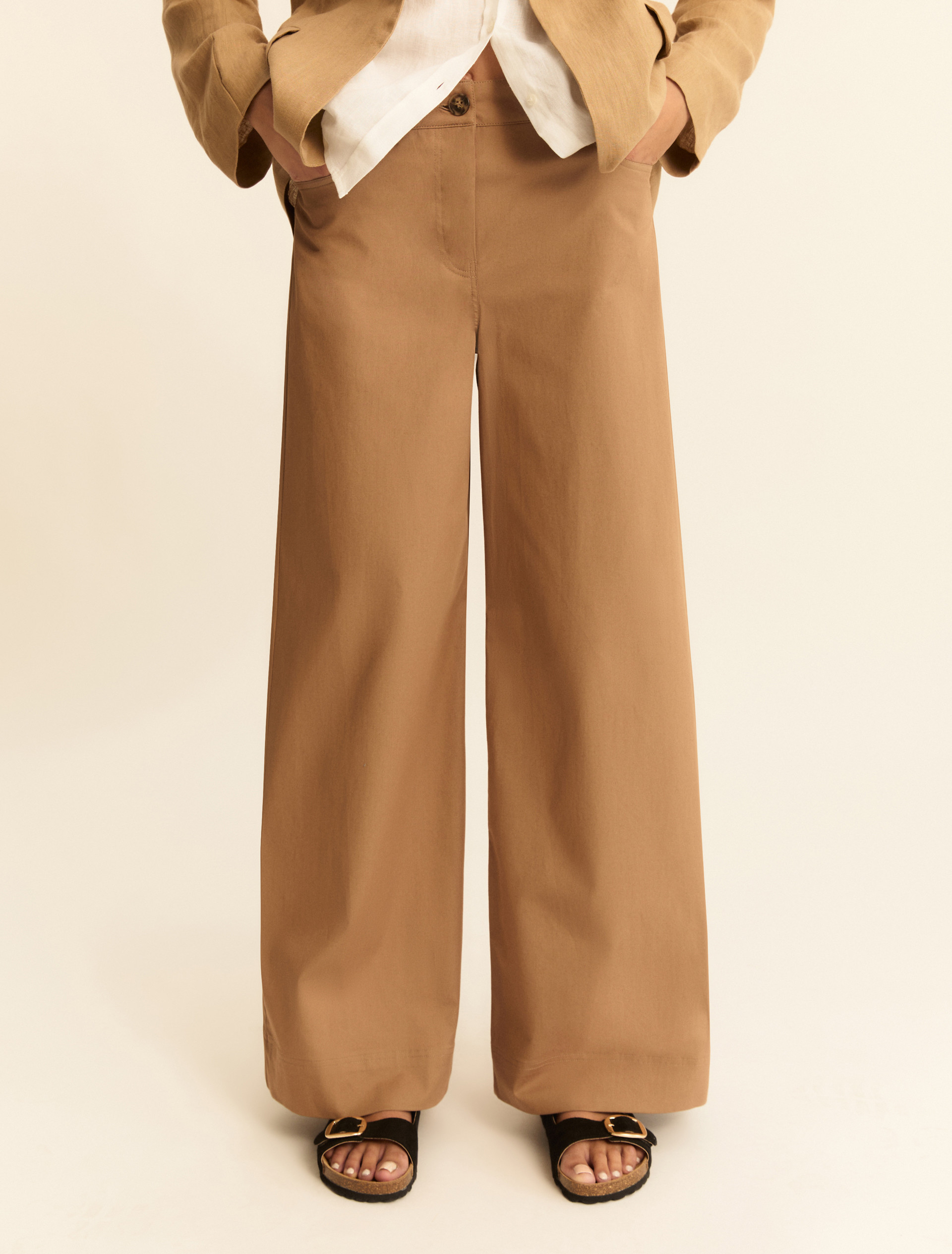 Pantalone wide leg in gabardina stretch - CAMMELLO - Emme - 5