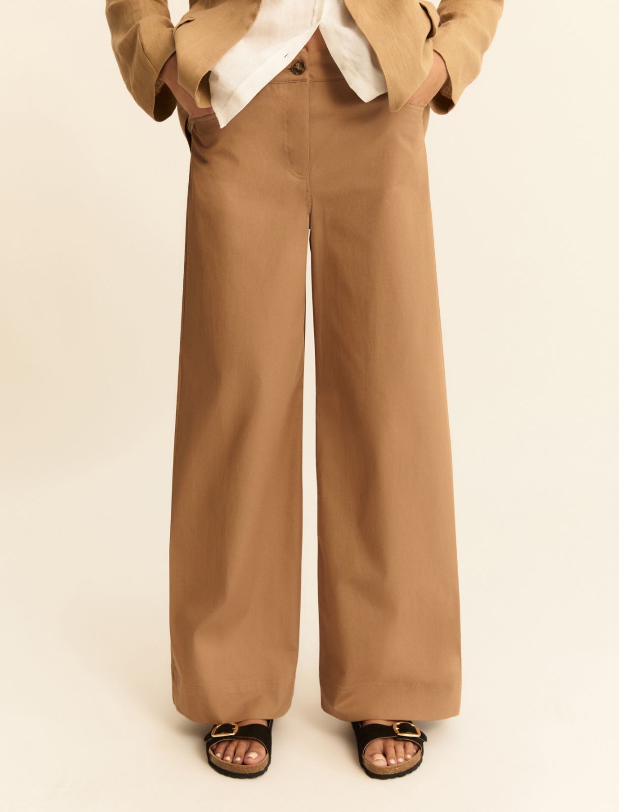 Pantalone wide leg in gabardina stretch - CAMMELLO - Emme - 5