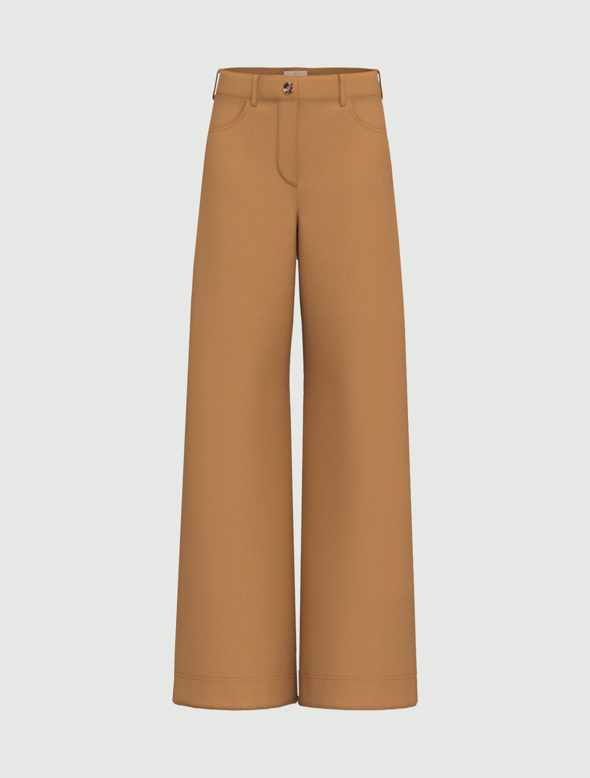 Stretch gabardine wide-leg trousers - CAMEL - Emme - 4