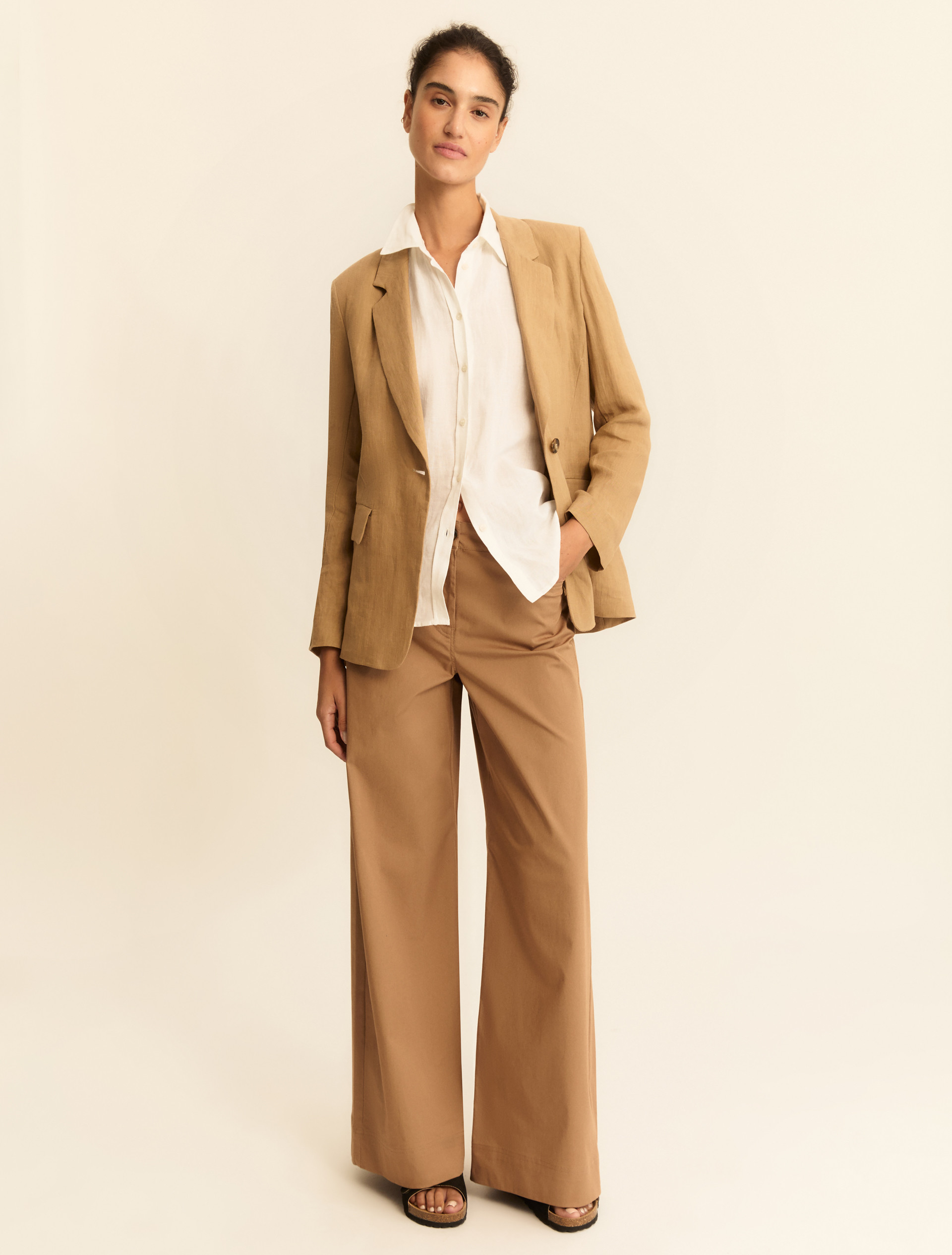 Pantalone wide leg in gabardina stretch - CAMMELLO - Emme - 2