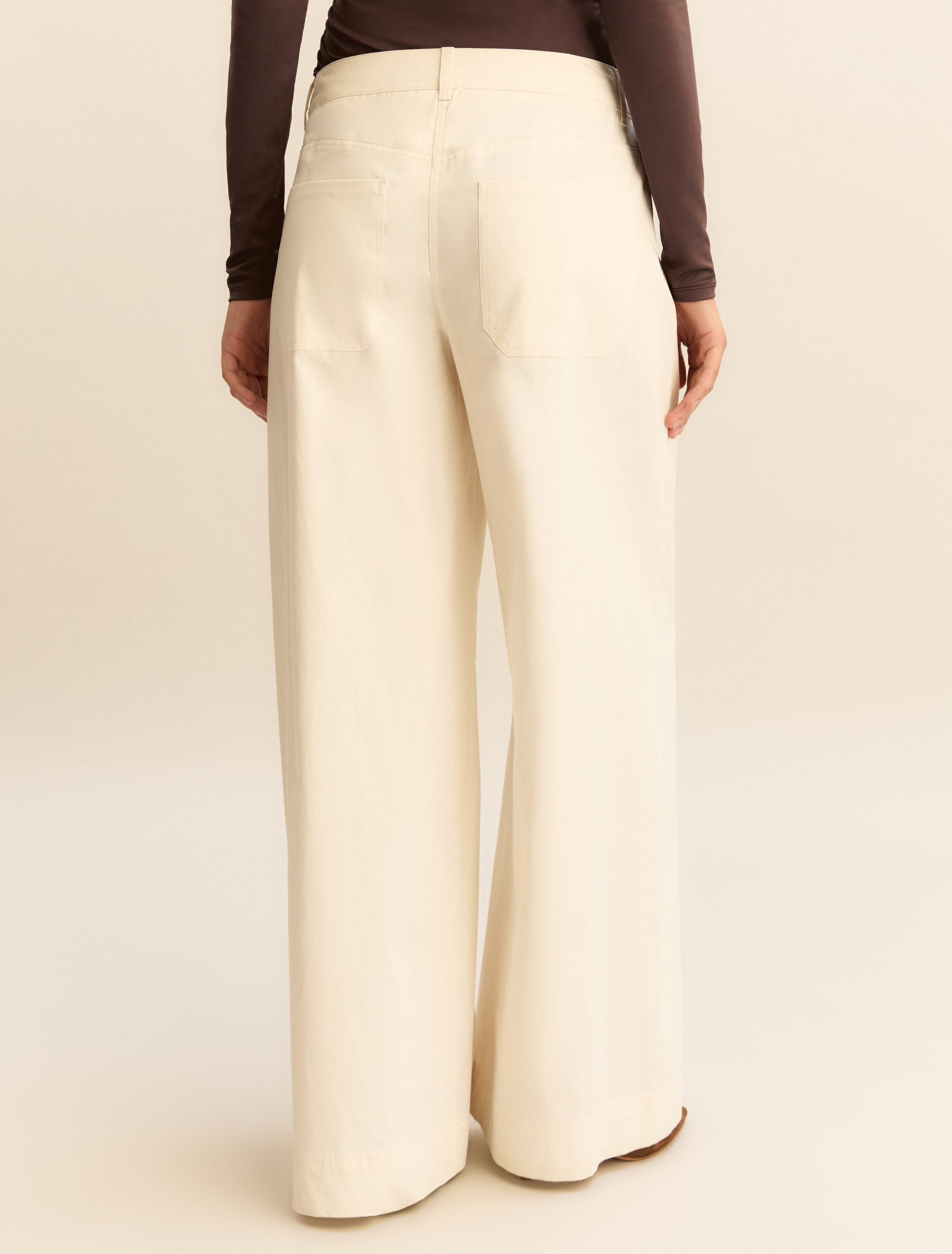 Wide-fit stretch satin 5-pocket trousers - WOOL WHITE - Emme - 2