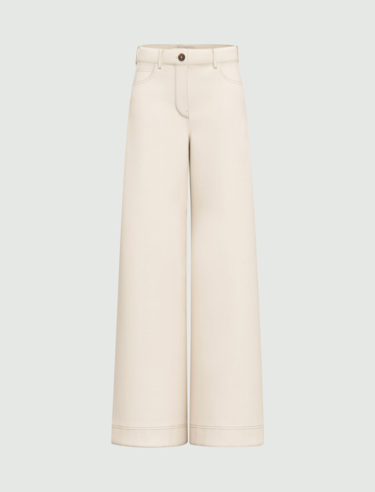 Wide-fit stretch satin 5-pocket trousers - WOOL WHITE - Emme - 4
