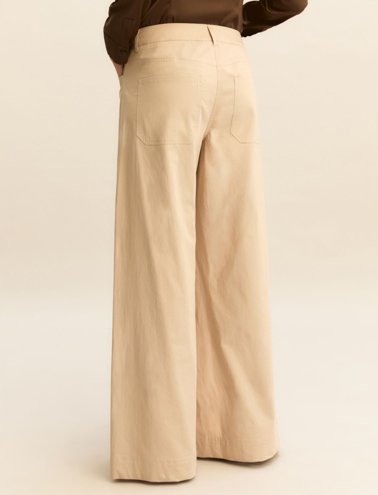 Wide-fit stretch satin 5-pocket trousers - BEIGE - Emme - 3