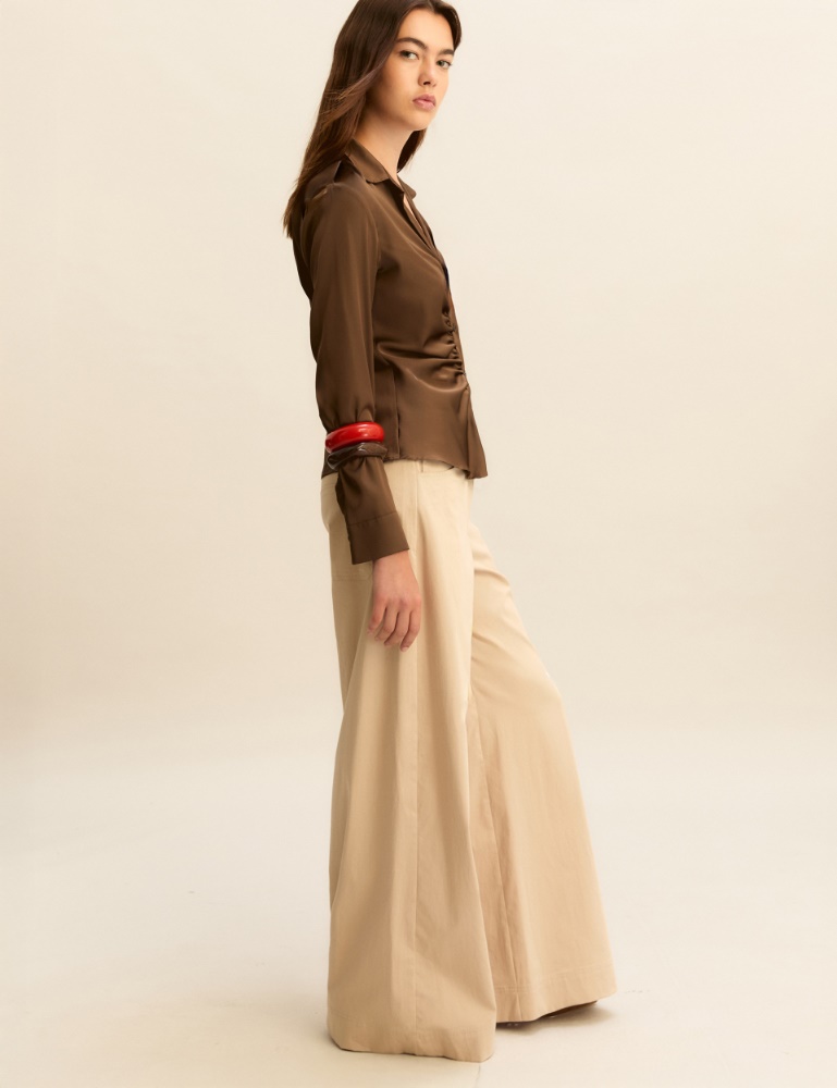 Wide-fit stretch satin 5-pocket trousers - Emme
