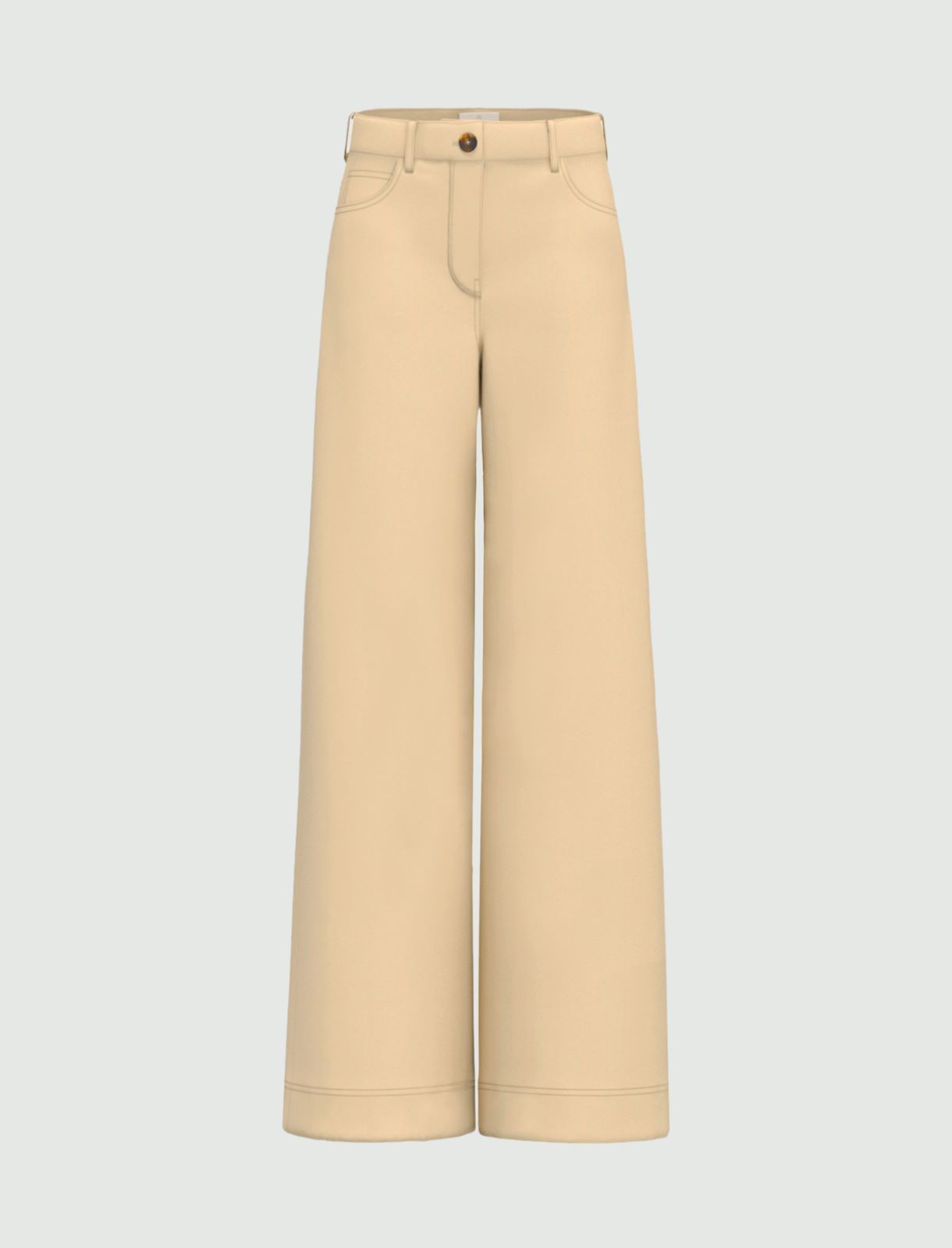 Wide-fit stretch satin 5-pocket trousers - BEIGE - Emme - 4