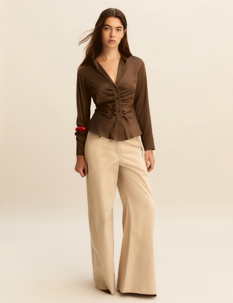 Wide-fit stretch satin 5-pocket trousers - Emme - 2