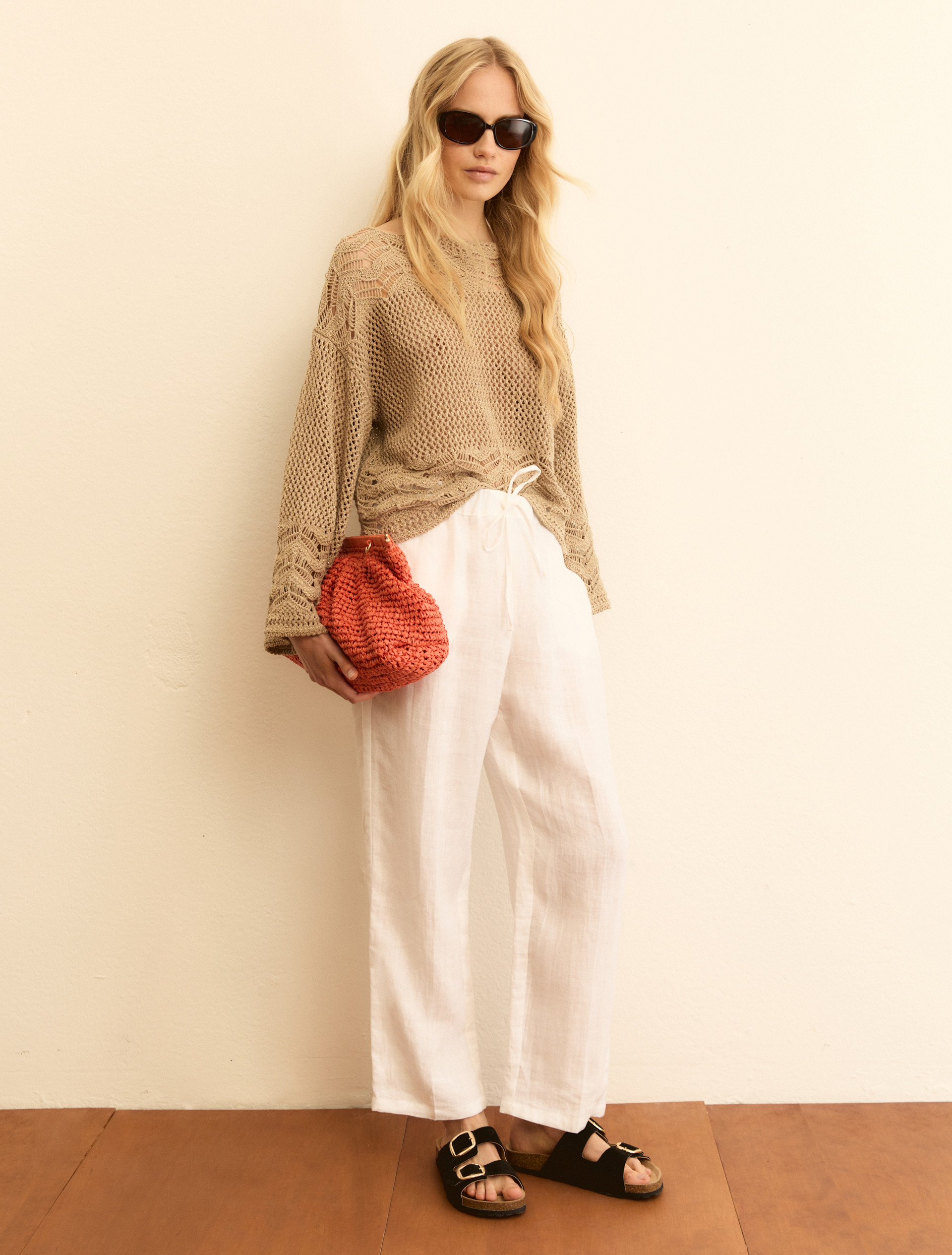 Linen canvas joggers - WHITE - Emme - 4