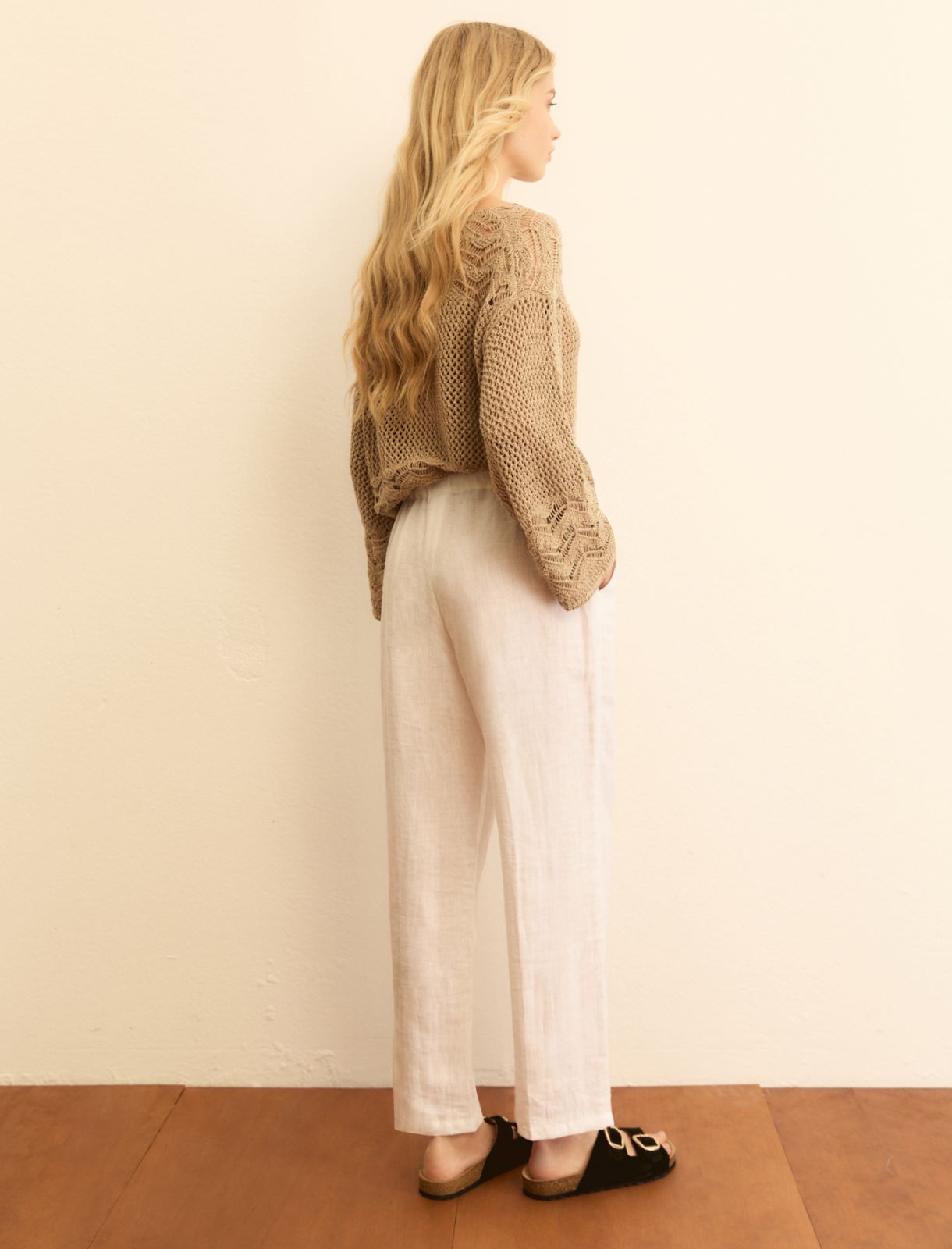 Linen canvas joggers - WHITE - Emme - 3