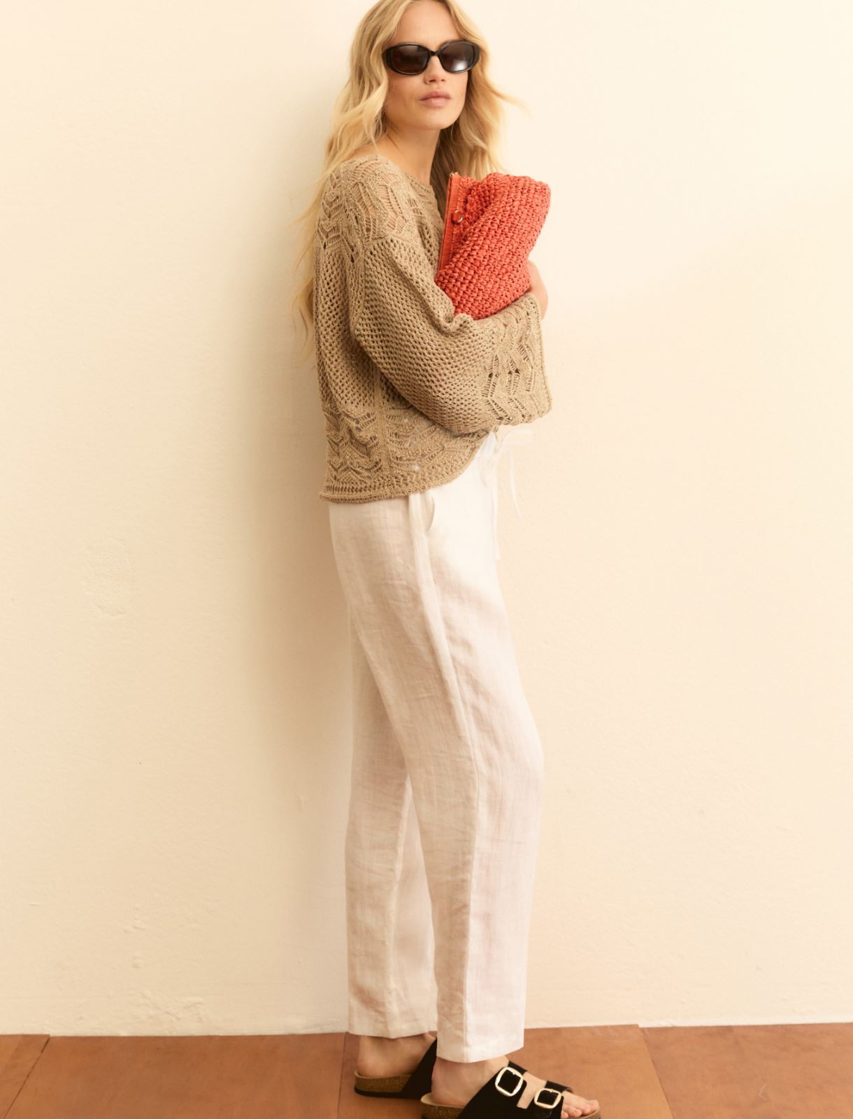 Linen canvas joggers - WHITE - Emme