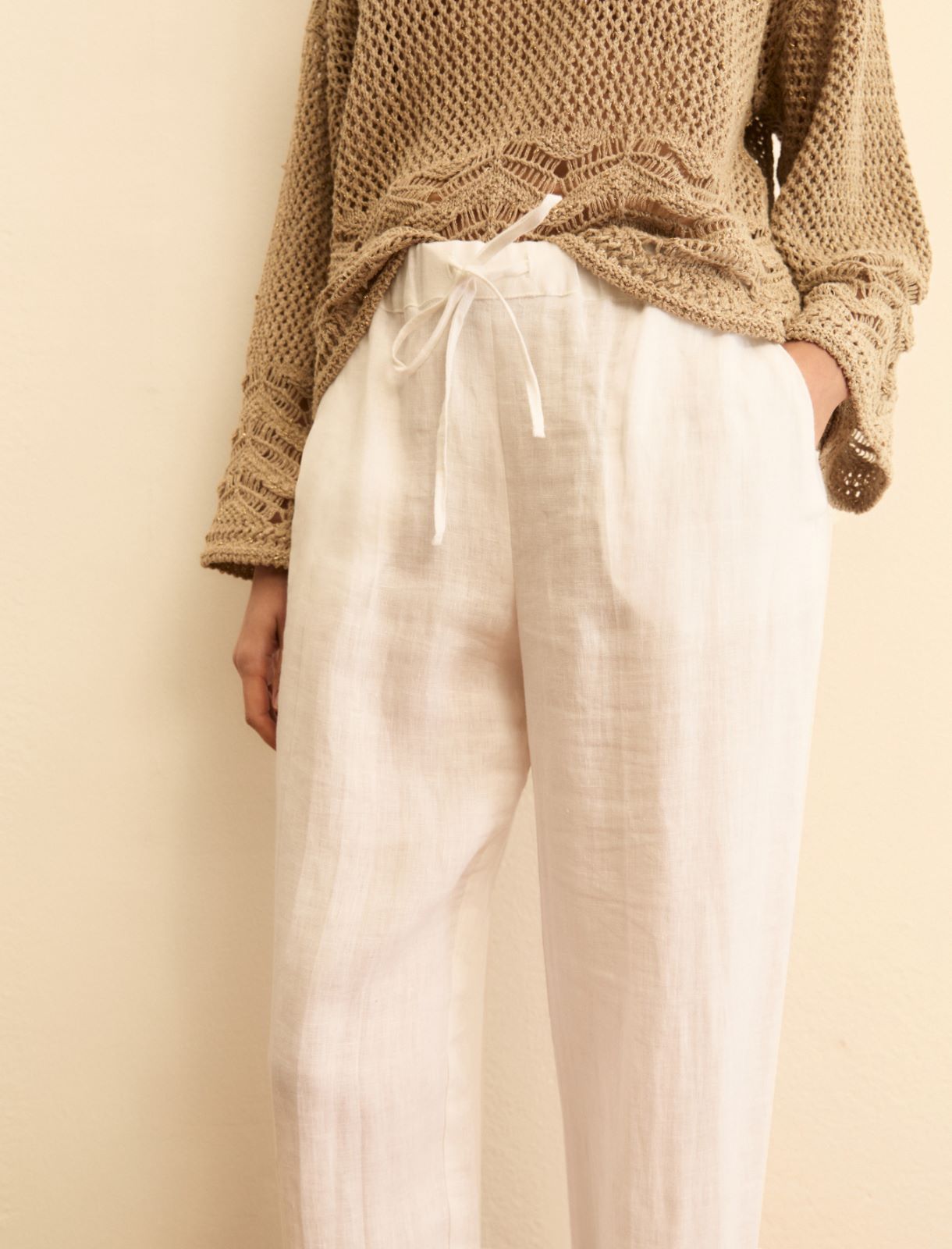 Linen canvas joggers - WHITE - Emme - 6