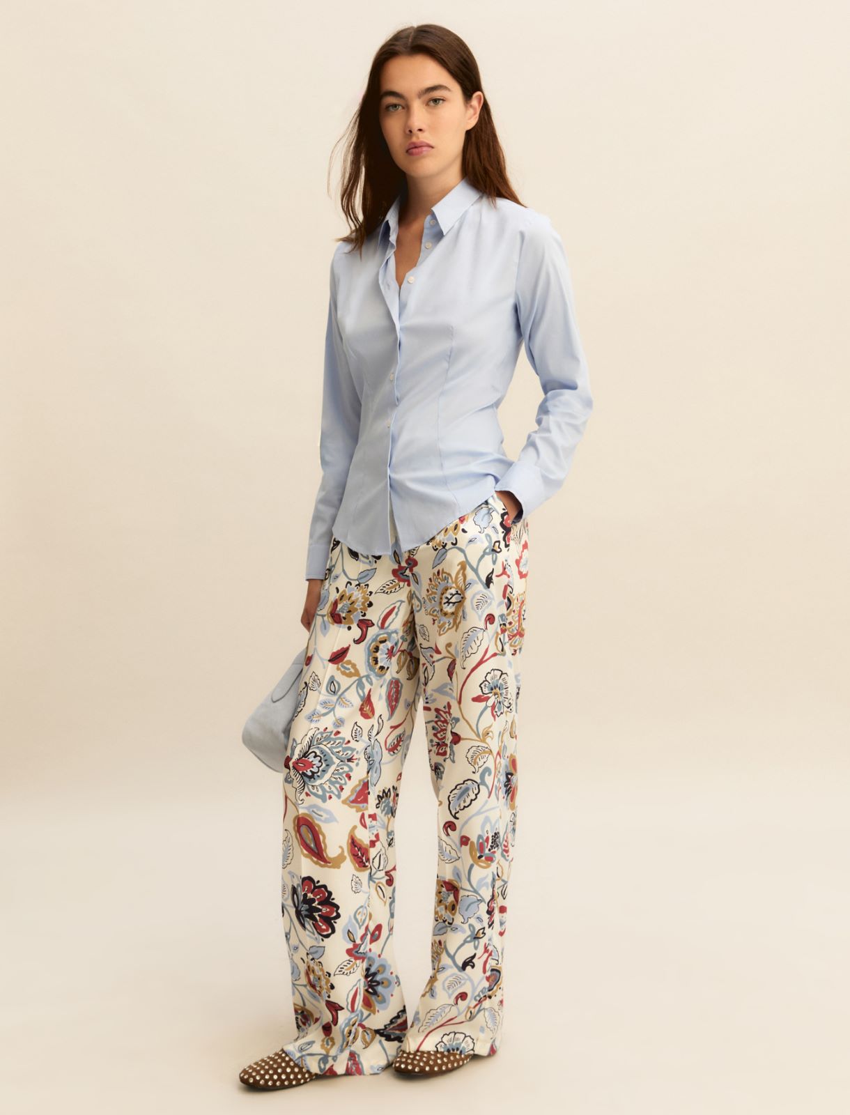 Printed twill trousers - WOOL WHITE - Emme - 2
