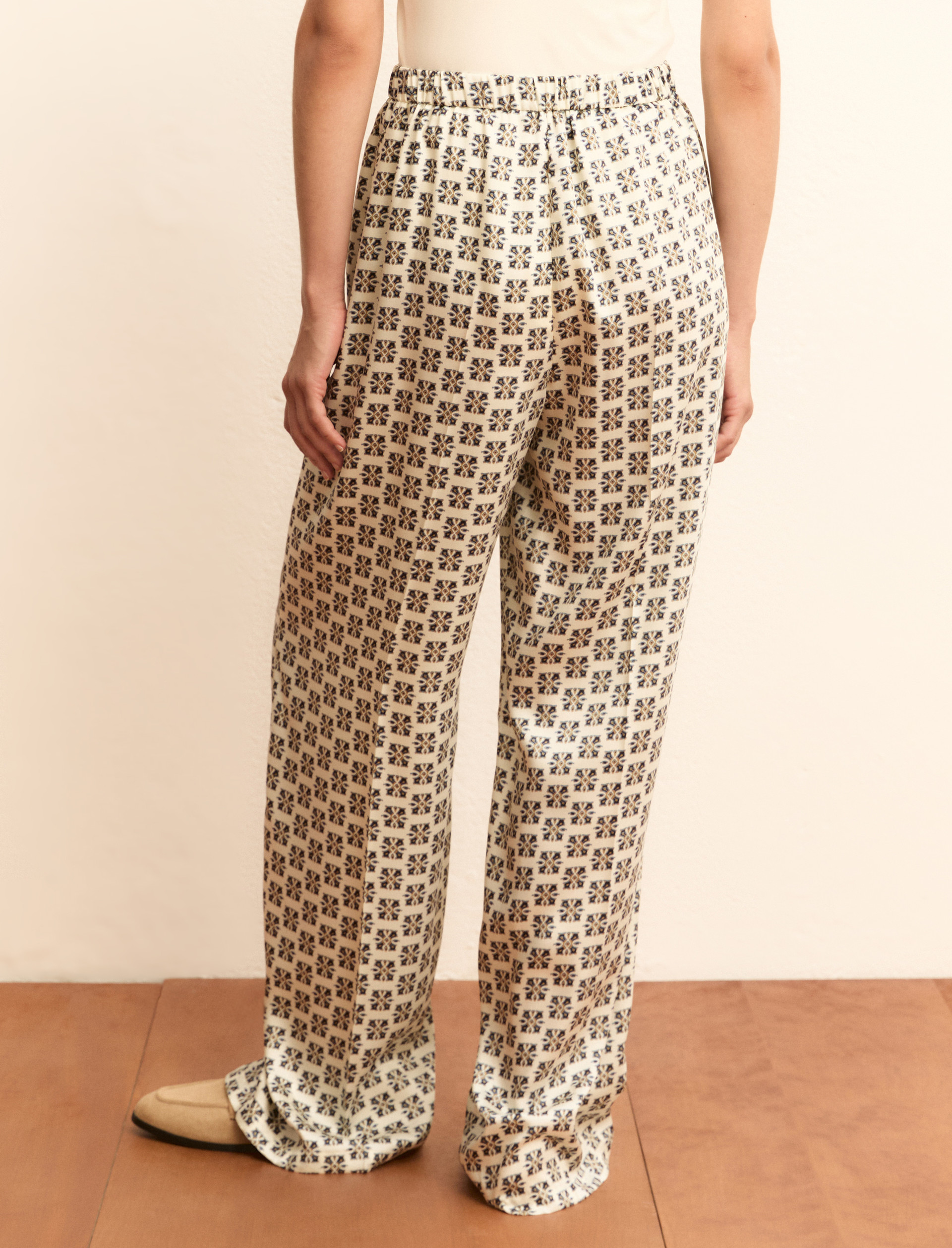 Printed twill trousers - WOOL WHITE - Emme - 3
