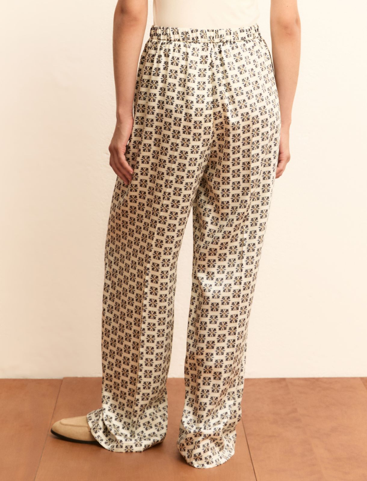 Printed twill trousers - WOOL WHITE - Emme - 3