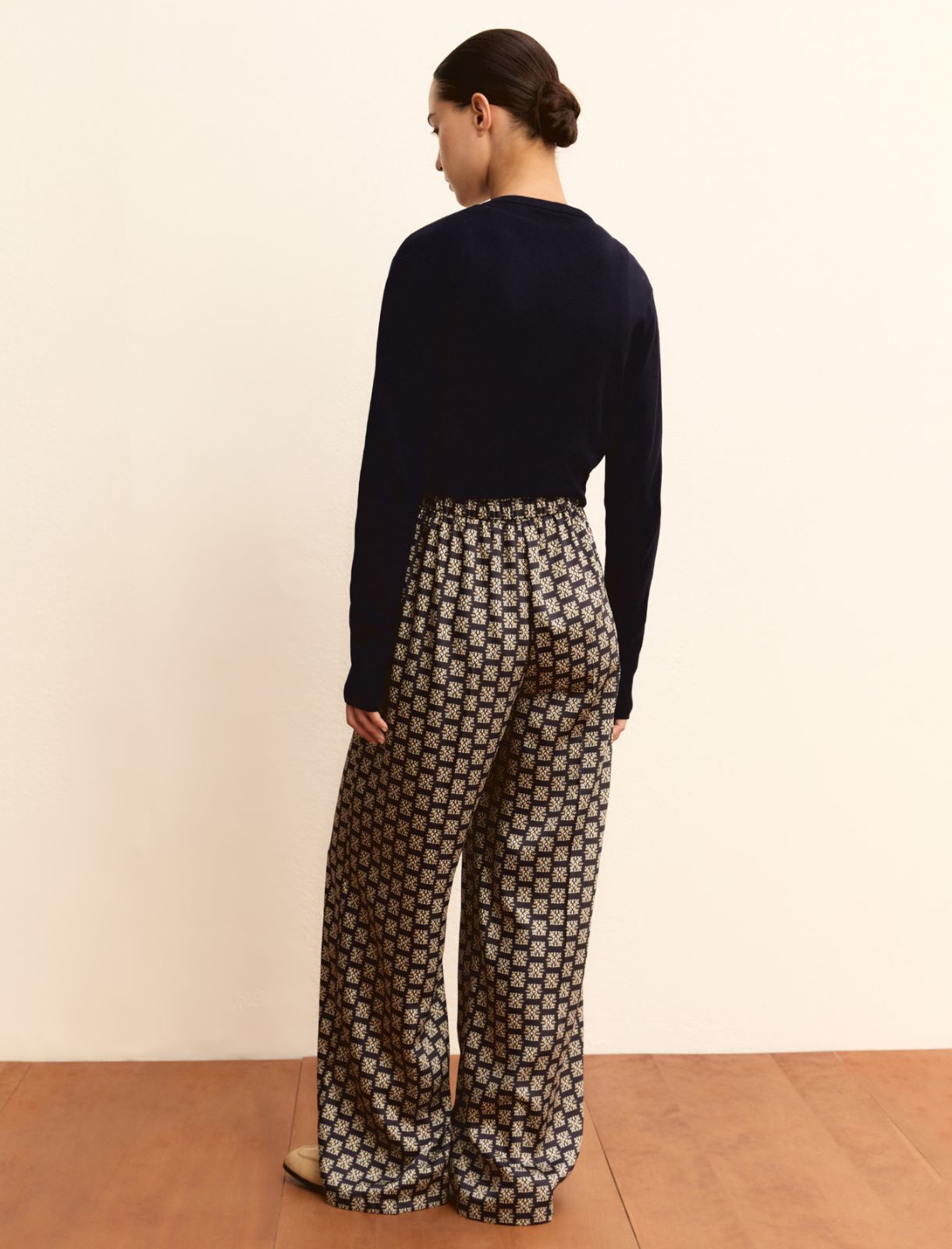 Printed twill trousers - NAVY - Emme - 3