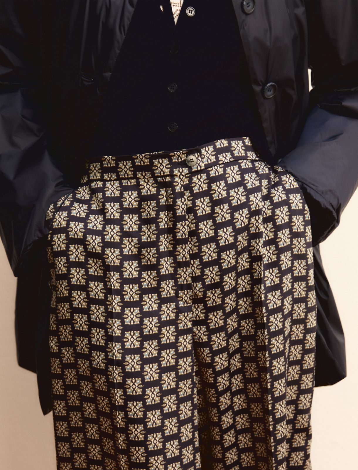 Printed twill trousers - NAVY - Emme - 5