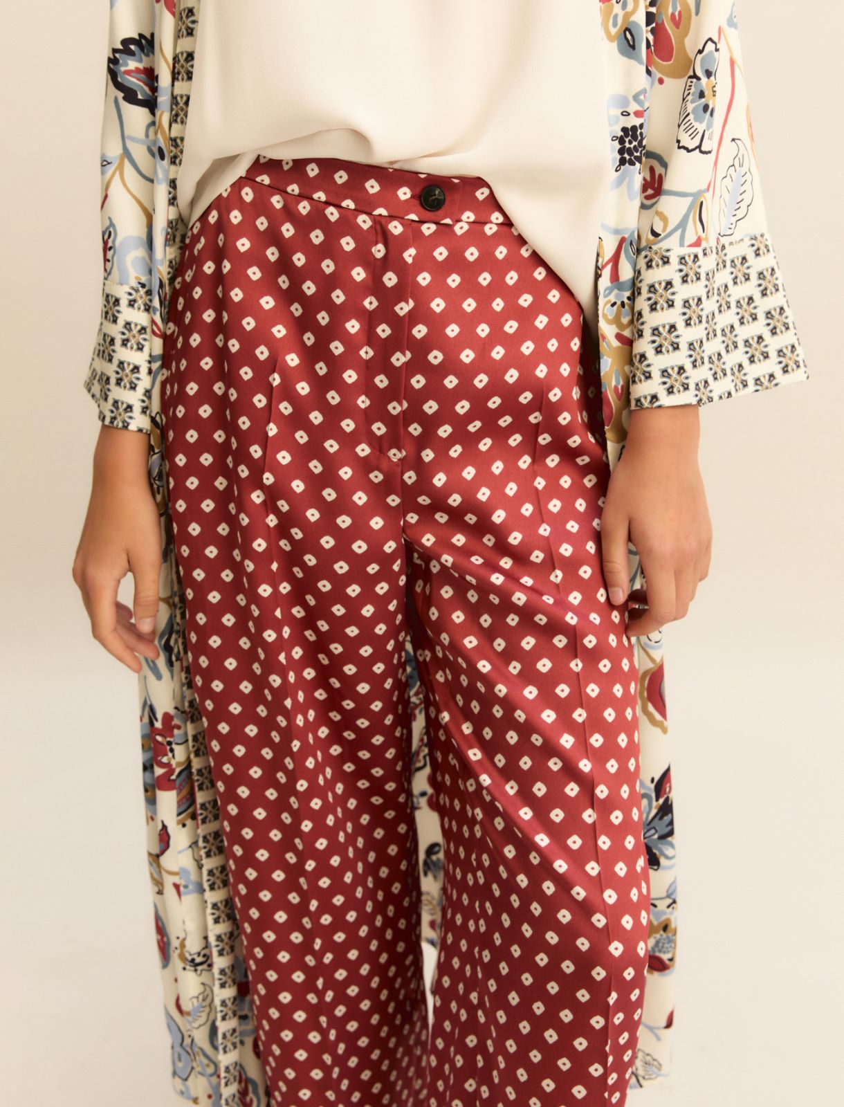 Printed twill trousers - CHERRY - Emme - 5