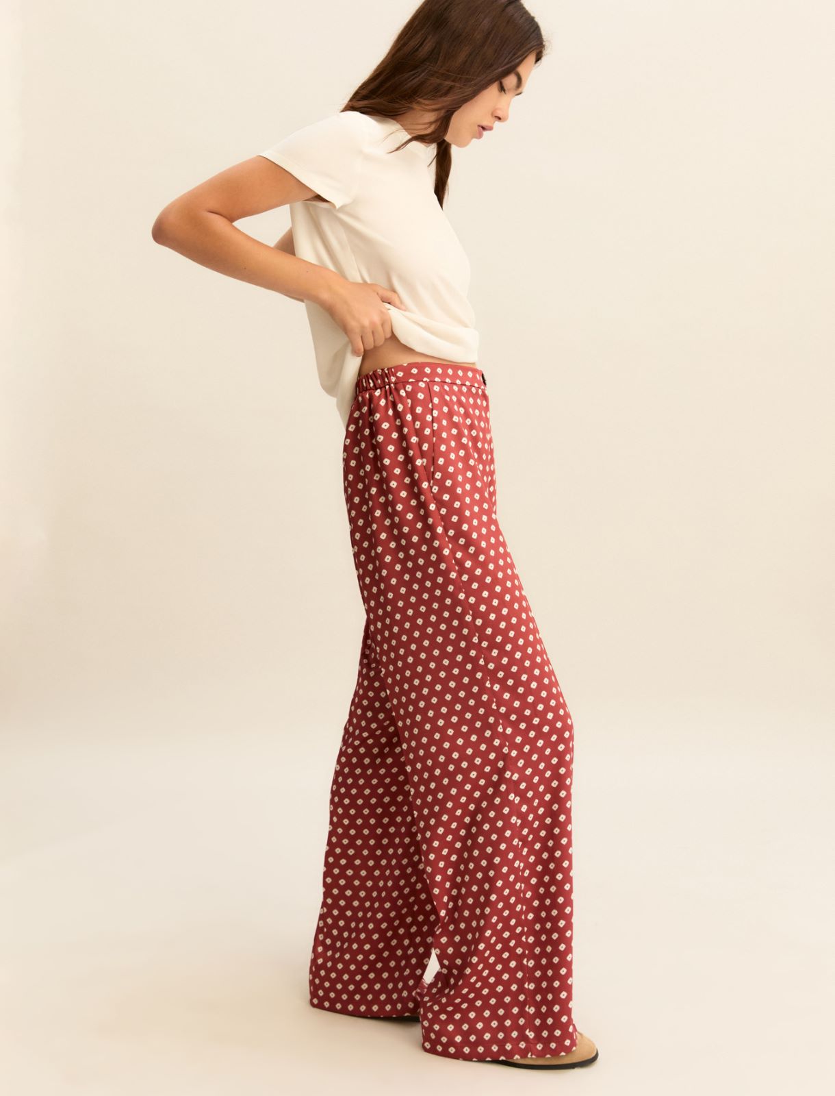 Printed twill trousers - CHERRY - Emme