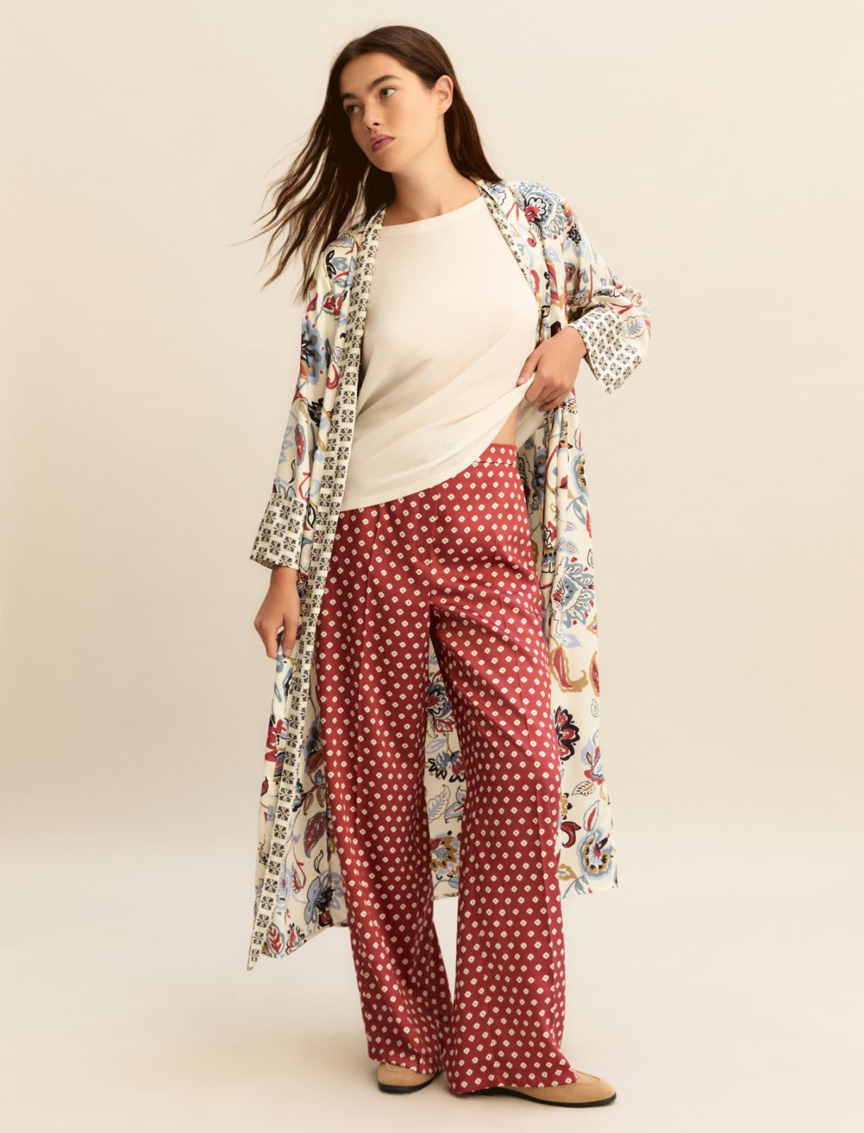 Printed twill trousers - CHERRY - Emme - 2