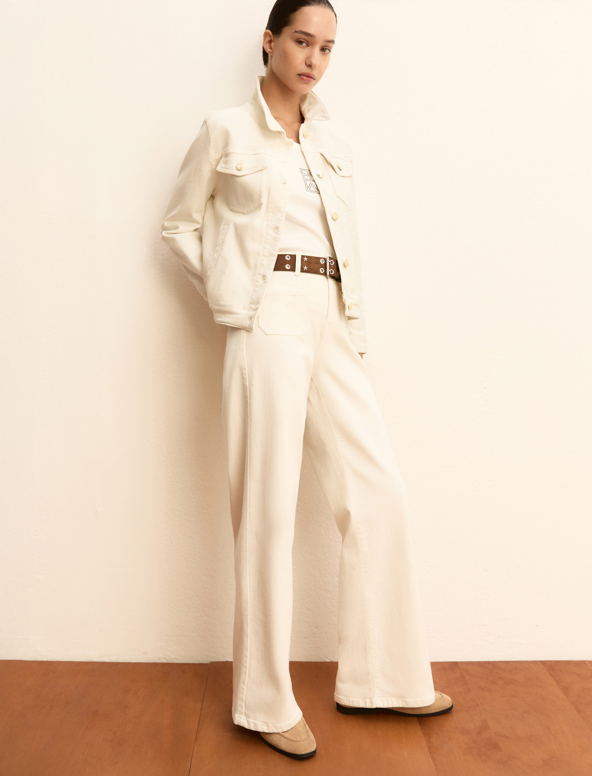 Stretch gabardine trousers - WOOL WHITE - Emme - 1