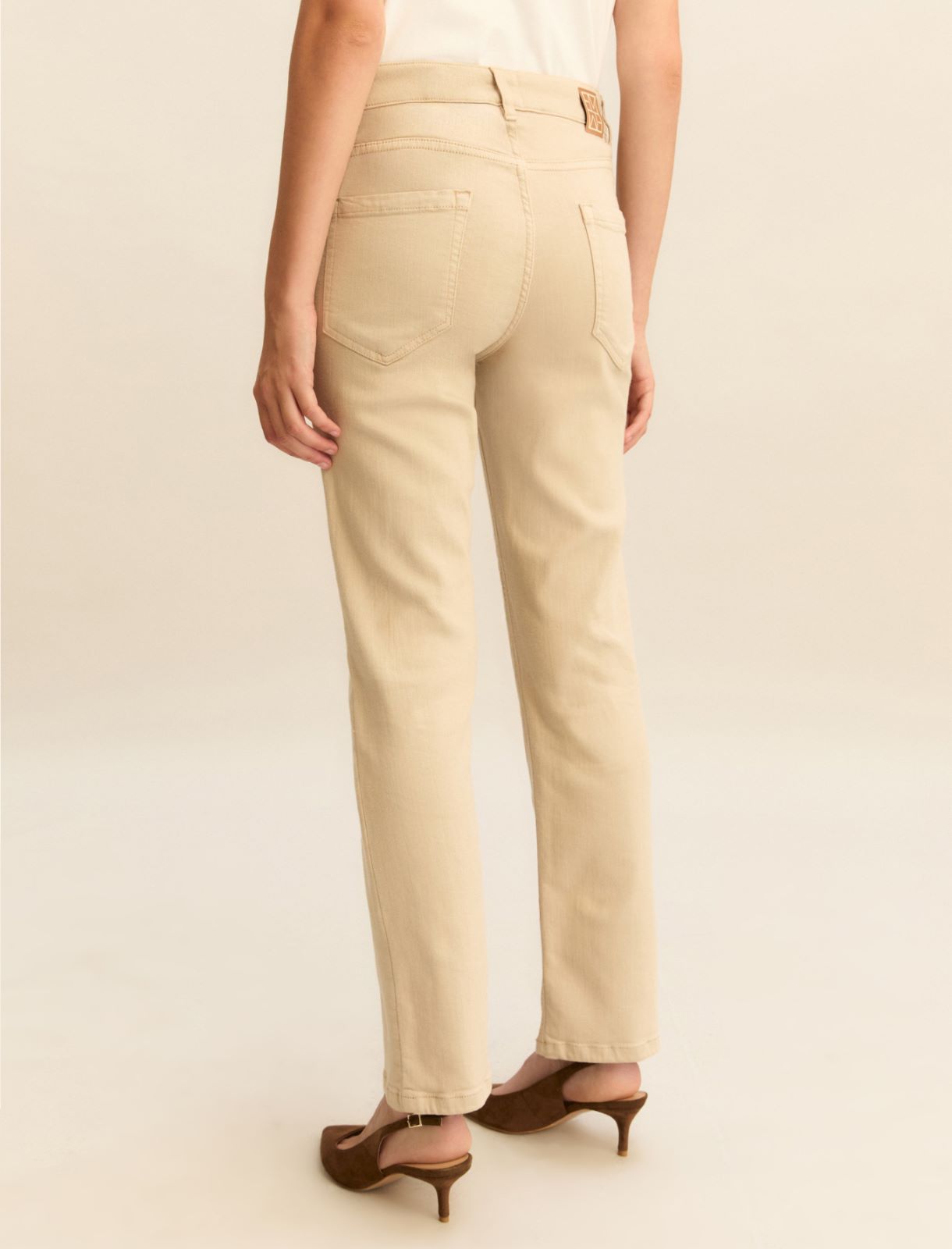 Slim flared 5-pocket trousers in stretch gabardine fabric - BEIGE - Emme - 3