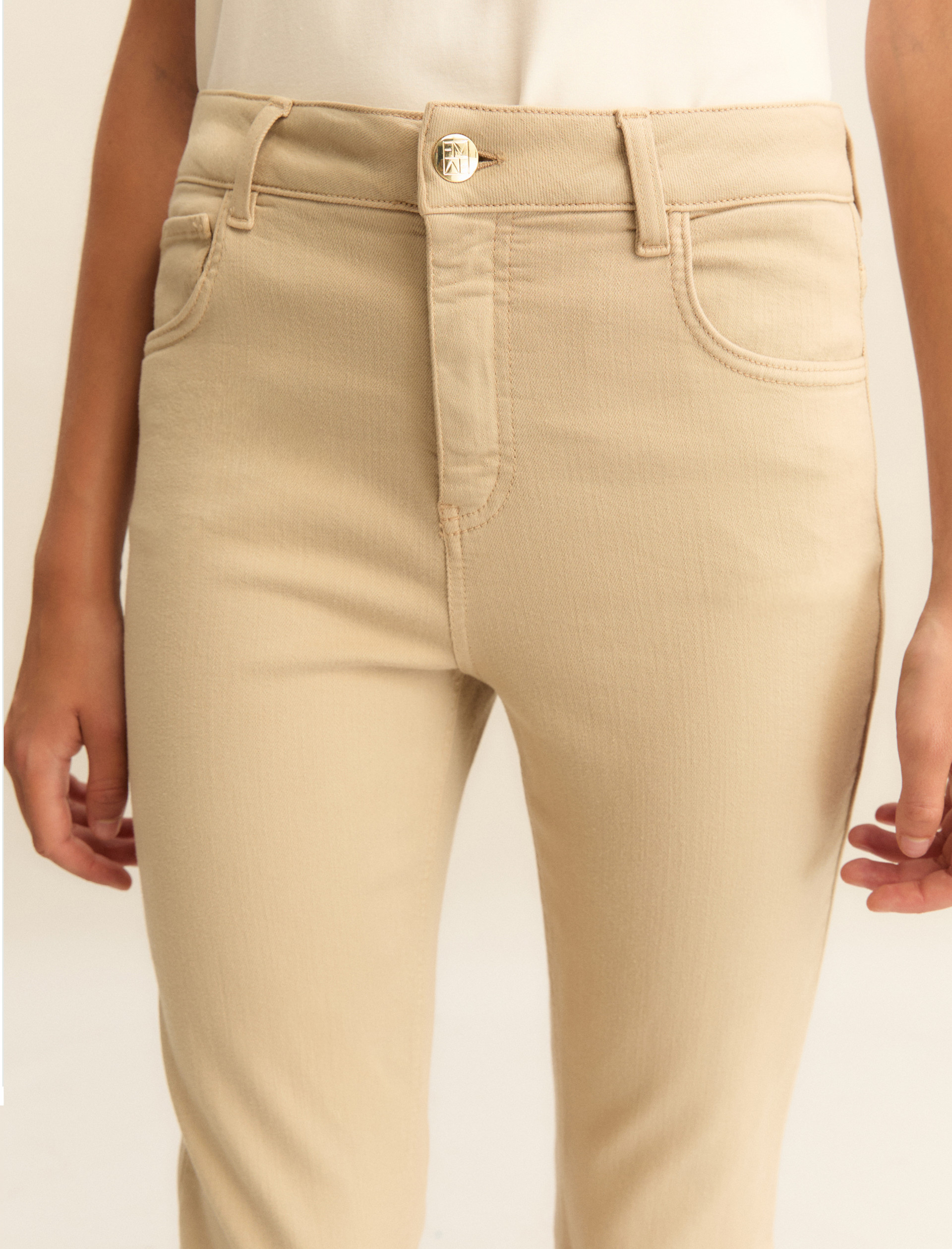 Slim flared 5-pocket trousers in stretch gabardine fabric - BEIGE - Emme - 5