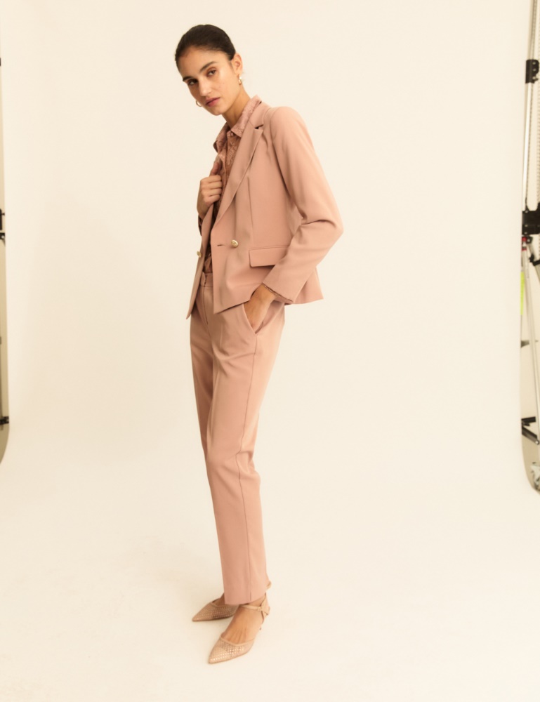 Slim-fit faille trousers - MAUVE